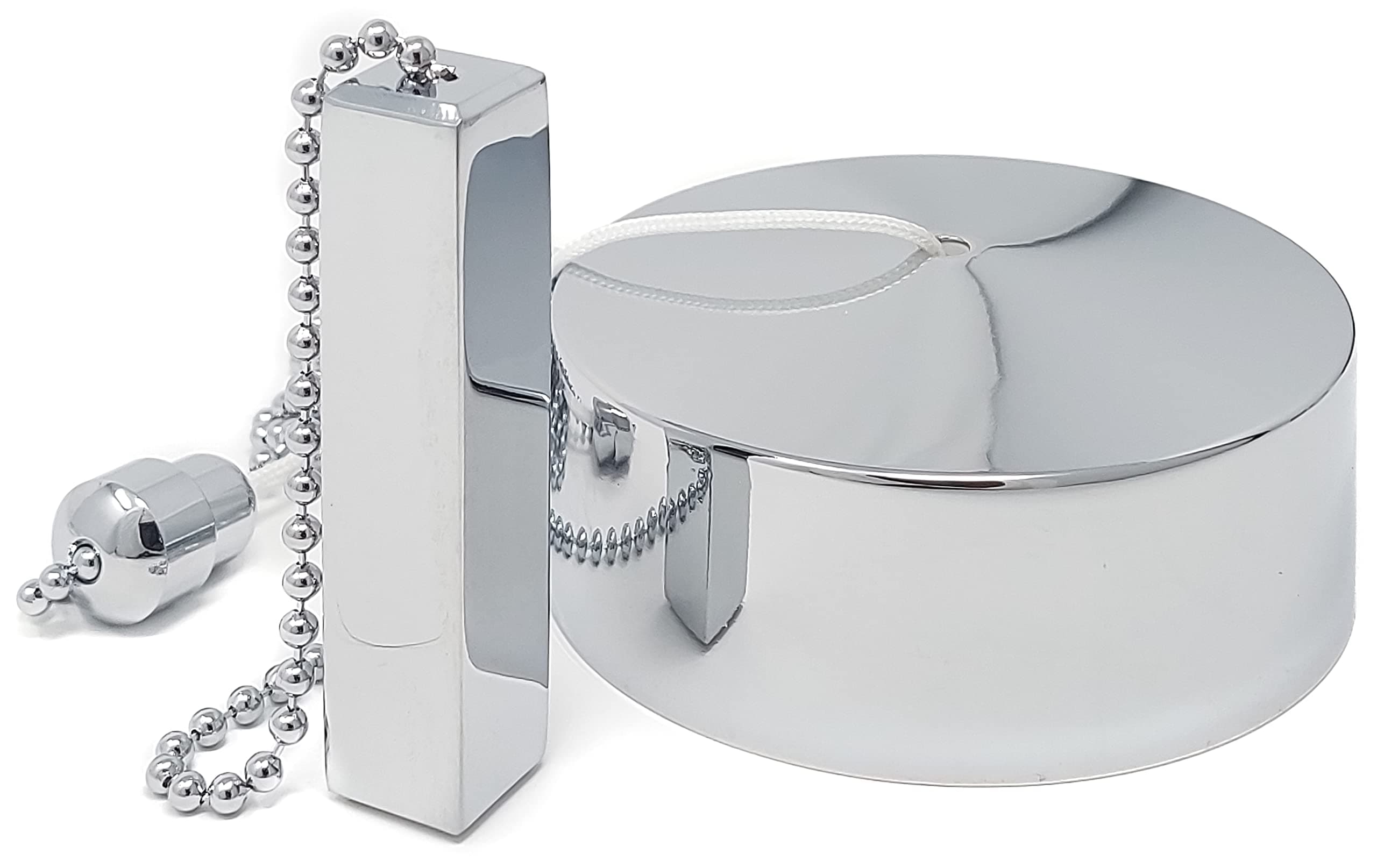 CubeTECH Bathroom Light Pull Cord and Fitting Kit - Chrome Square Light Switch (Bathroom Light Switch, Ceiling Pendant Light Cord Pull String, Black Bathroom Accessories) Bathroom Accessory