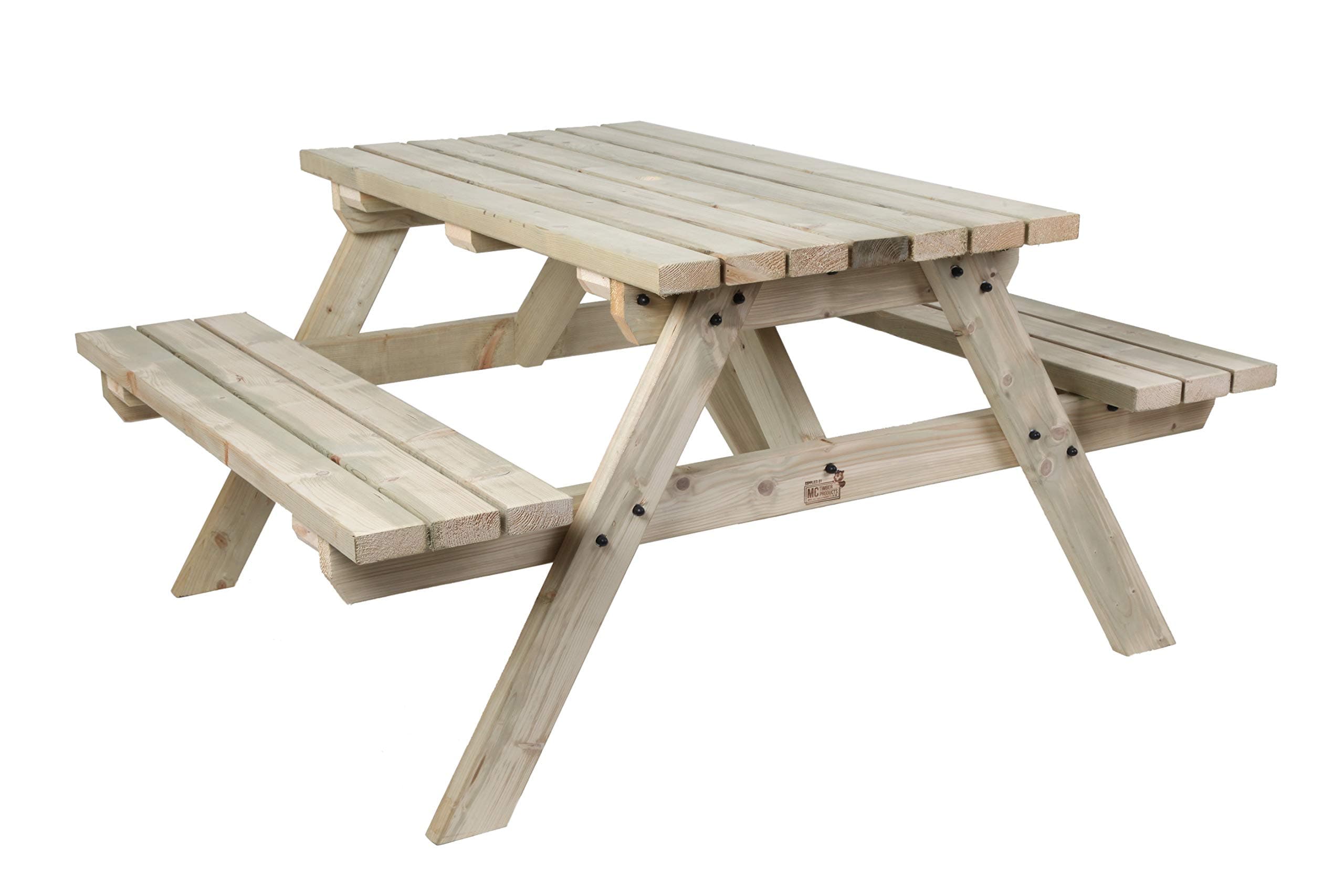 MC TIMBER PRODUCTS LTD 4ft Heavy Duty Picnic Table in Natural Wood Garden Furniture
