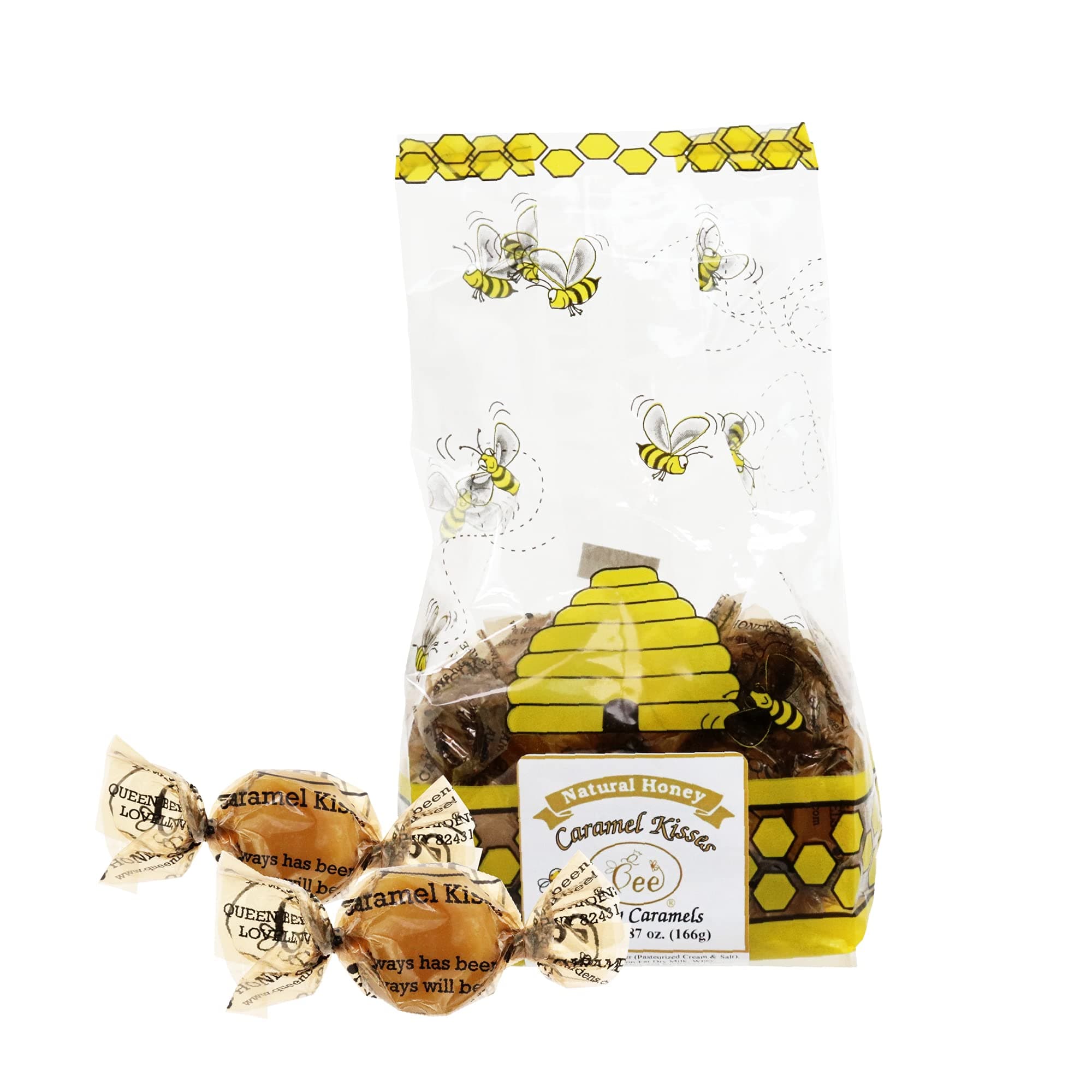 Queen Bee Gardens Natural Honey Caramel Pralines Candy Chews – 5.87 oz – Caramel Kisses