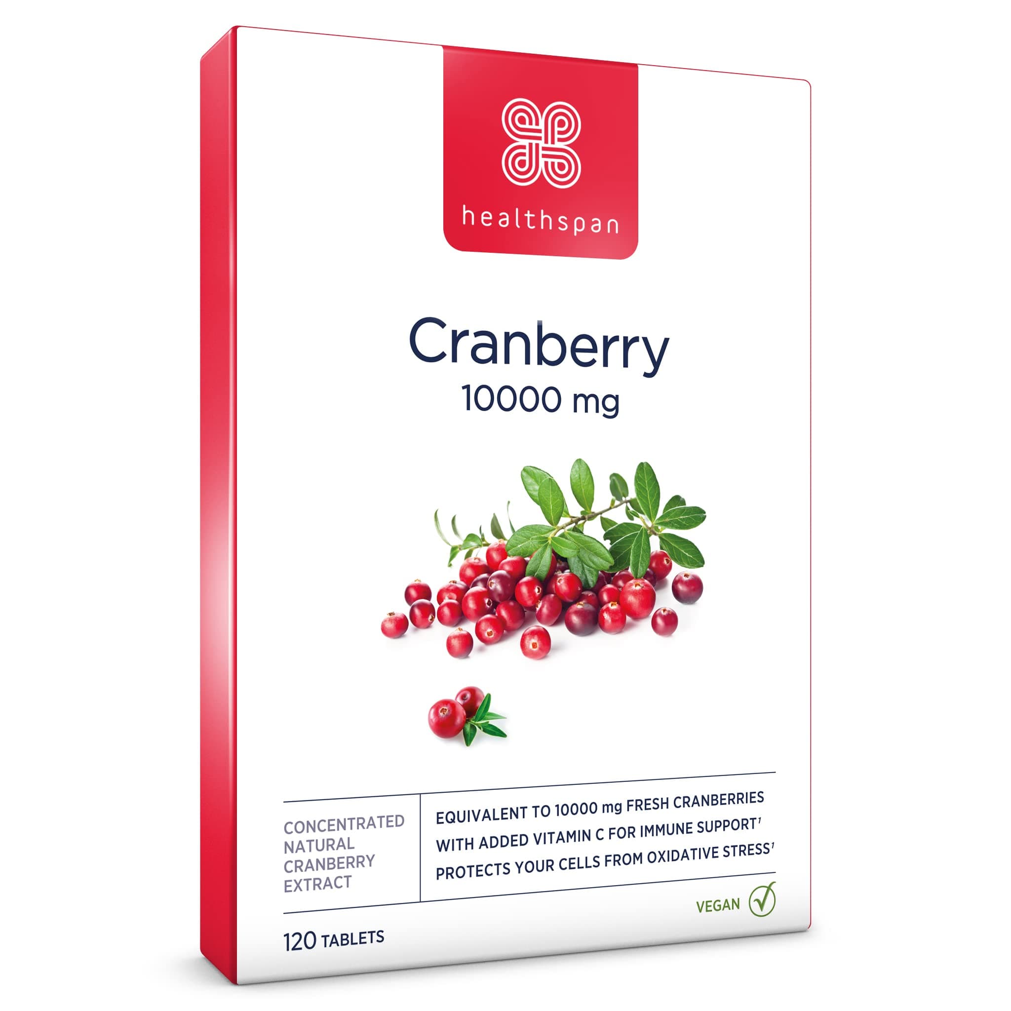 Cranberry 10,000mg | 120 Tablets | 10,000mg Whole Cranberries| Support for Your Wellbeing and Immune Health | Added Vitamin C | Vegan