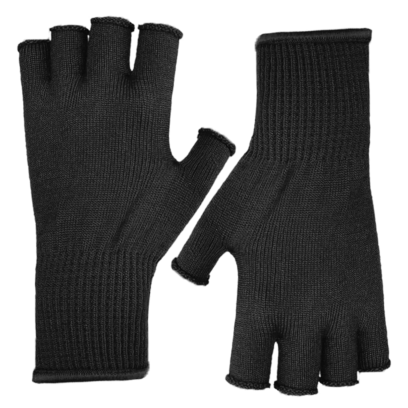 Merino Wool Fingerless String Knit Liner Touchscreen Gloves 4 Colors