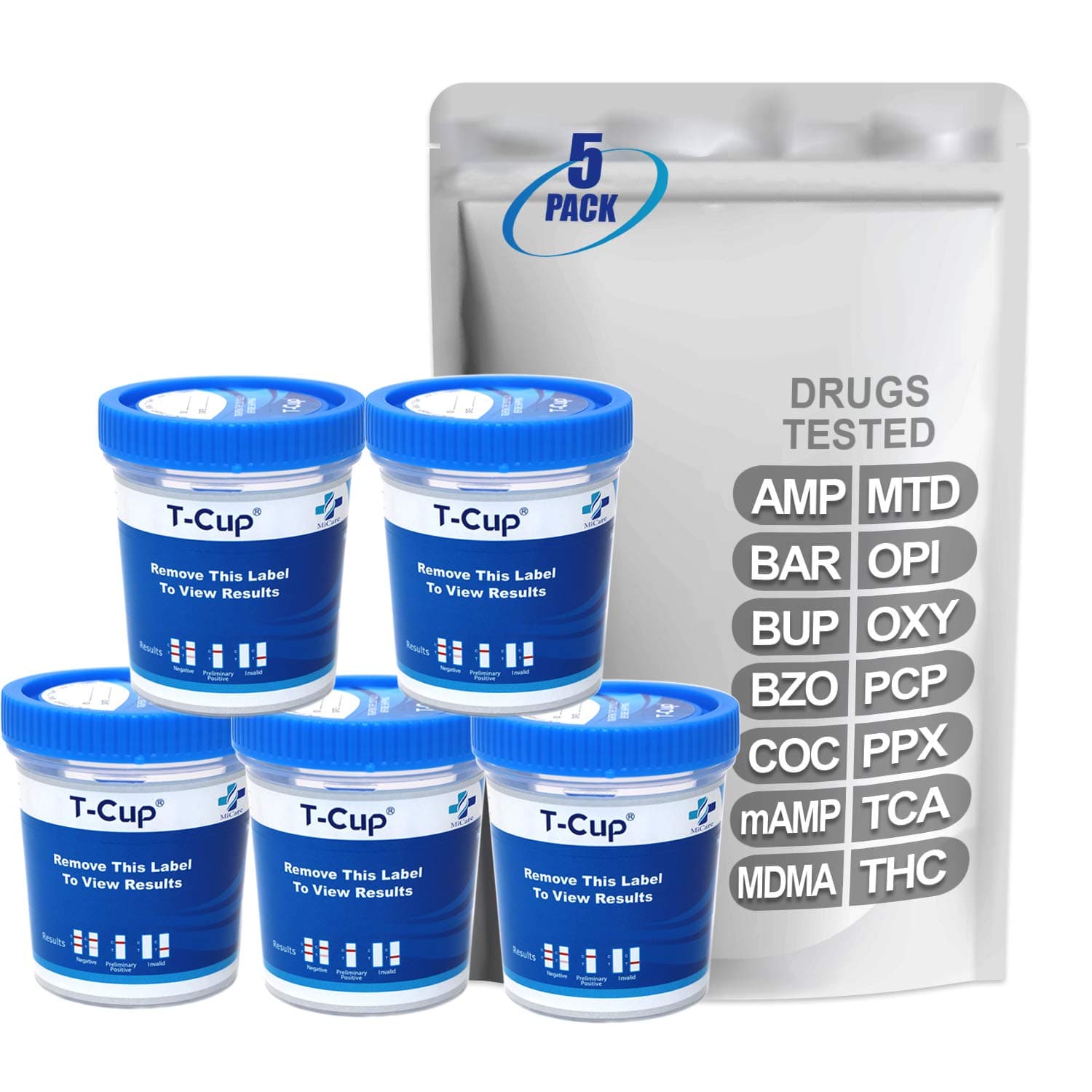 [5pk] - 14-Panel Home Multi Instant Test Cup (AMP/BAR/BUP/BZO/COC/mAMP/MDMA/MTD/OPI/OXY/PCP/PPX/TCA/THC) #MI-TDOA-1144