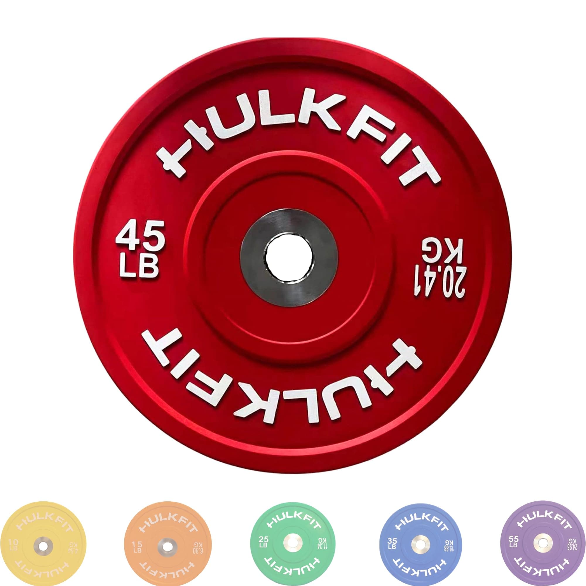 HulkFit Olympic 2-Inch Rubber Bumper Plate with Stainless Steel Insert. Single