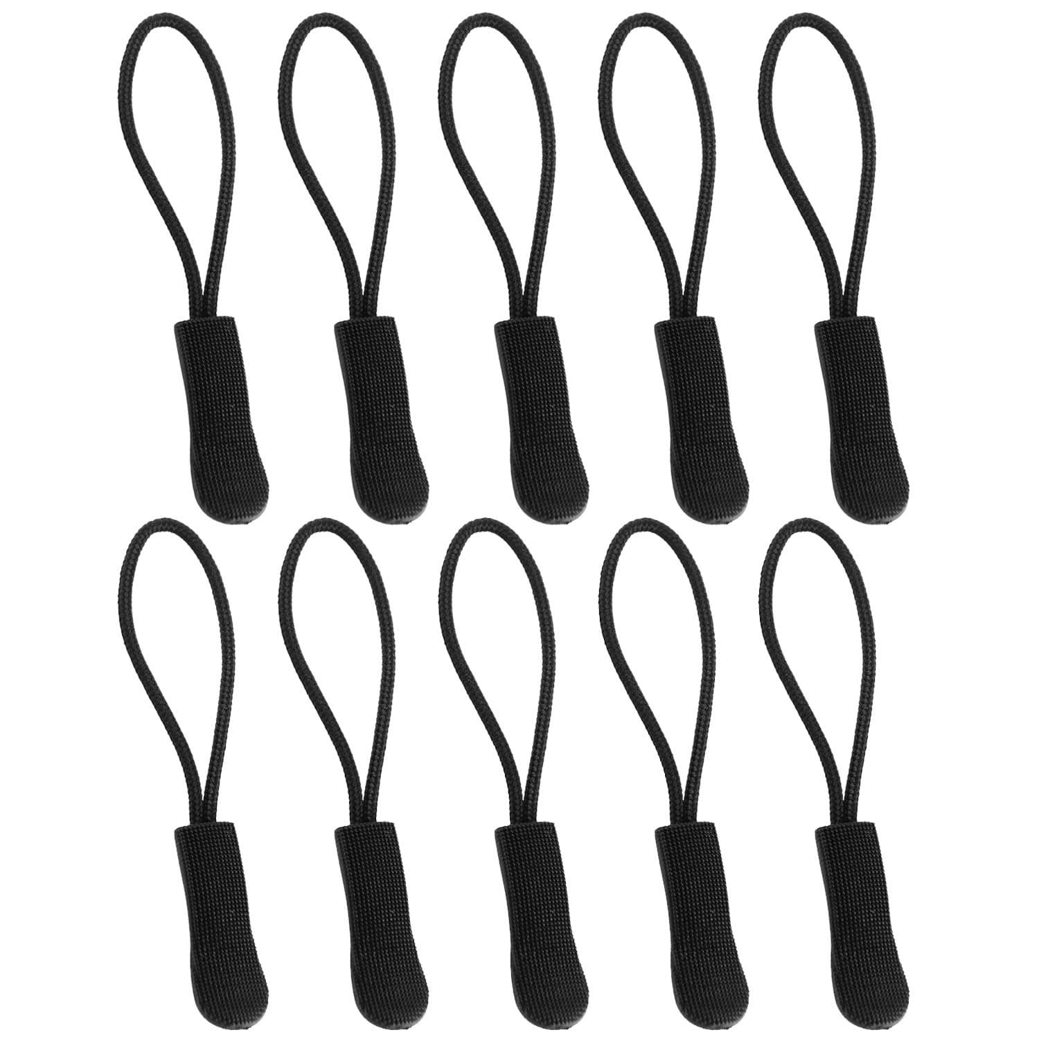 10Pcs Replacement Zipper Pulls Black Zipper Pull Cord Extender for Backpacks, Jackets, Luggage, Purses, Handbags