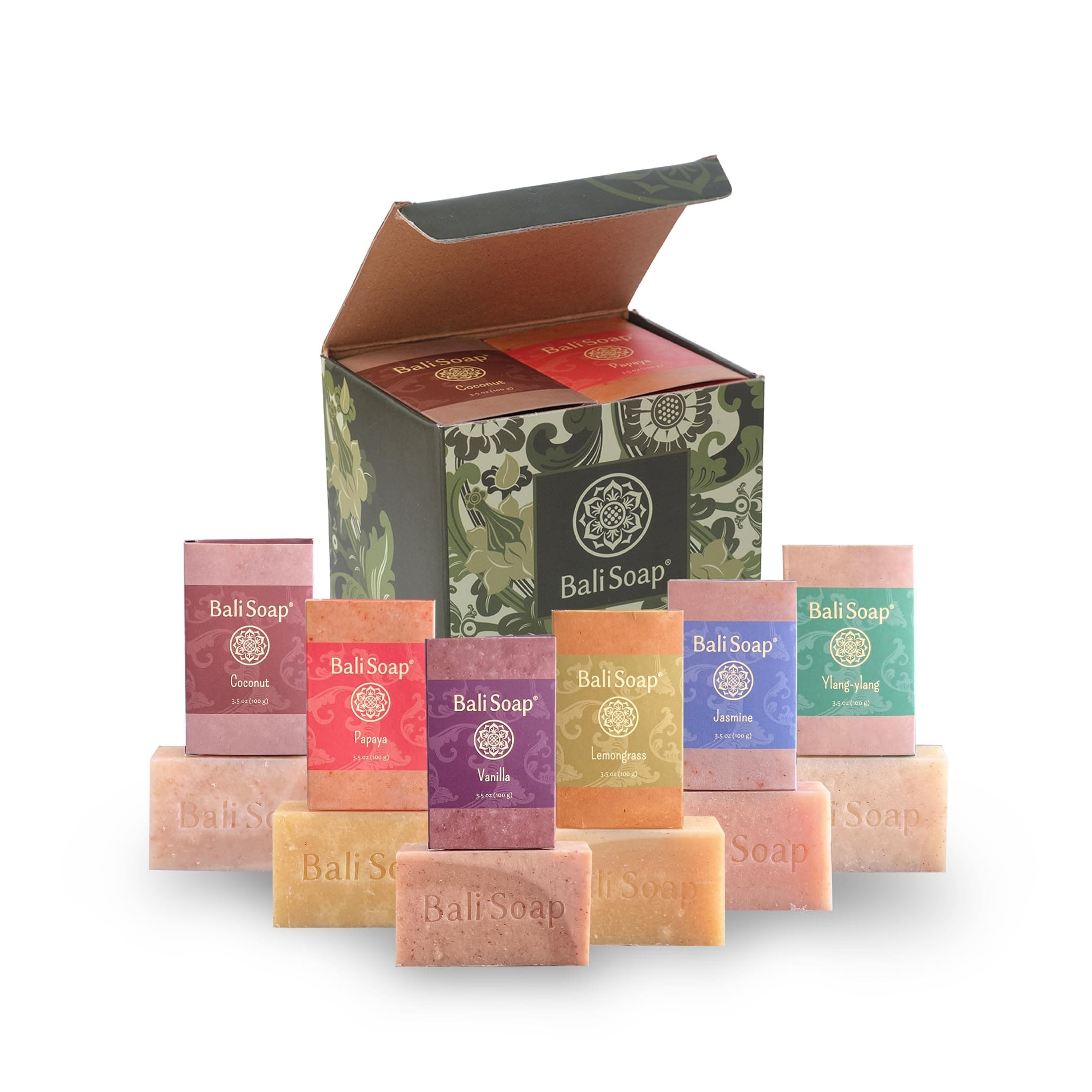 Bali Soap Premium Natural Soap Gift Set, Handmade in Bali, Plant Based Cold Process with Botanical Extracts, 6 Pack, Deeply Moisturizing, Free from Parabens Sulfates and Phthalates