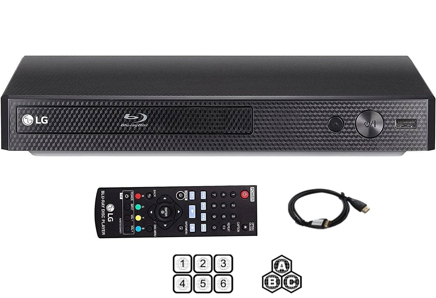 LG BP-250 Region free Blu-ray Player, Multi Region Smart 110-240 Volts, Dynastar 6 foot HDMI Bundle