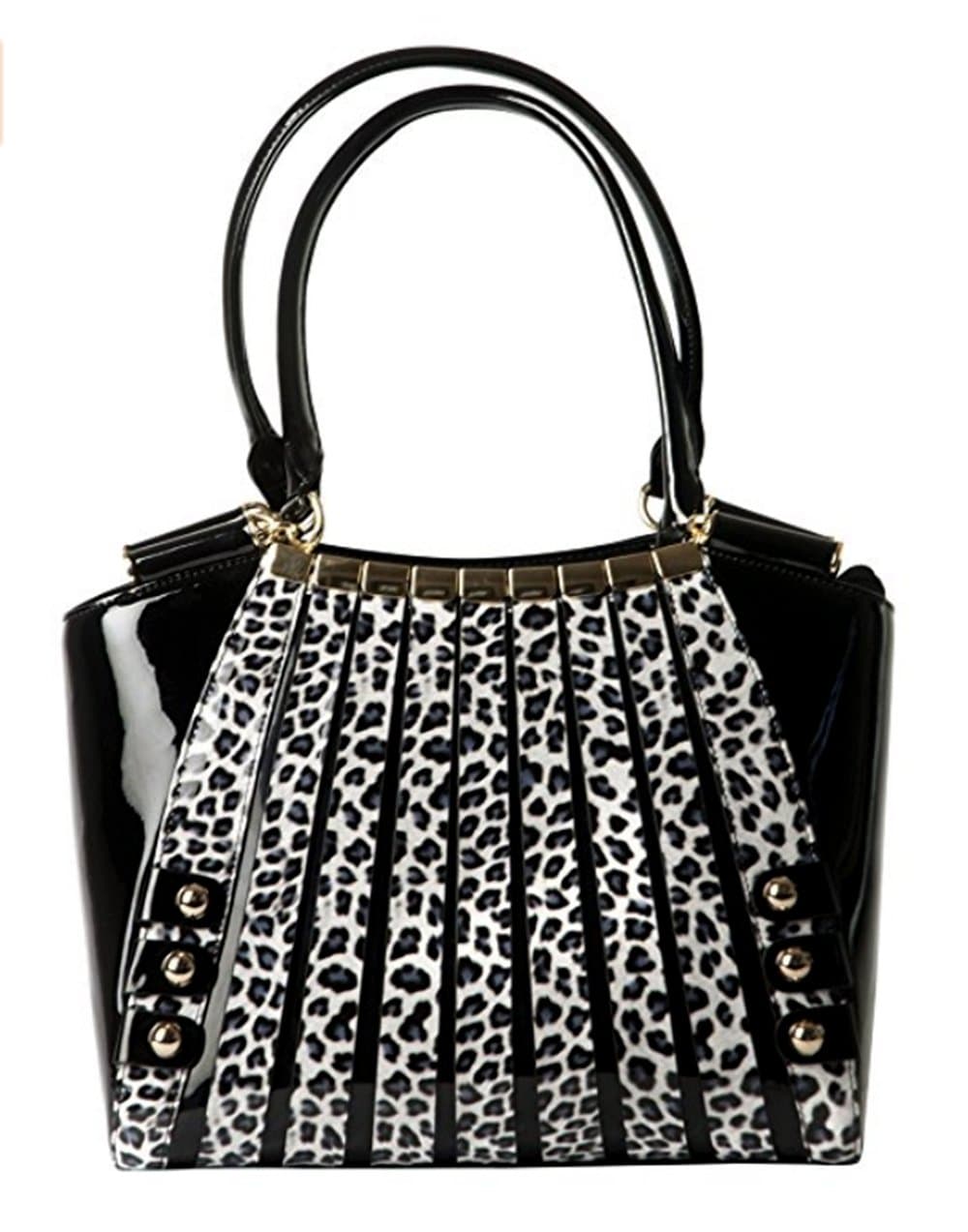 Bravo Beverly Hills Lux HANDBAG~Irina Signature Series~Black & White Panther Print Leather Pocketbook~Size Large-HUGE SALE