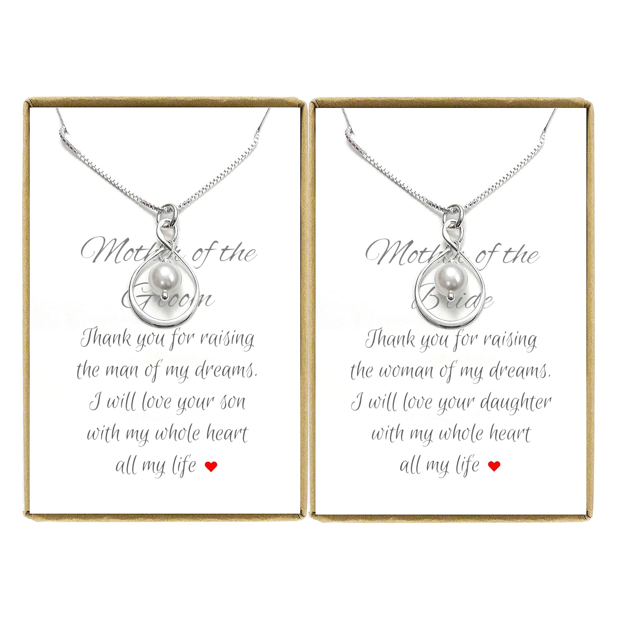 AlexandreasjewelsSet of 2 Infinity Necklaces, Mother of the Bride and Mother of the Groom Gift, Mother of the Bride Gift from Groom, Mother of the Groom Gift from Bride, Sterling Silver Infinity Necklace