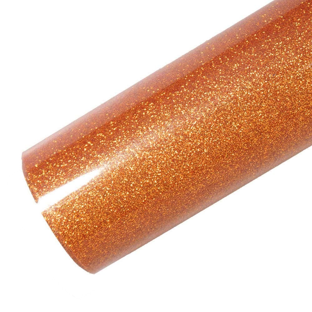 Glitter Heat Transfer Vinyl HTV 10 Inches x 36 Inch for T-Shirts (Orange)