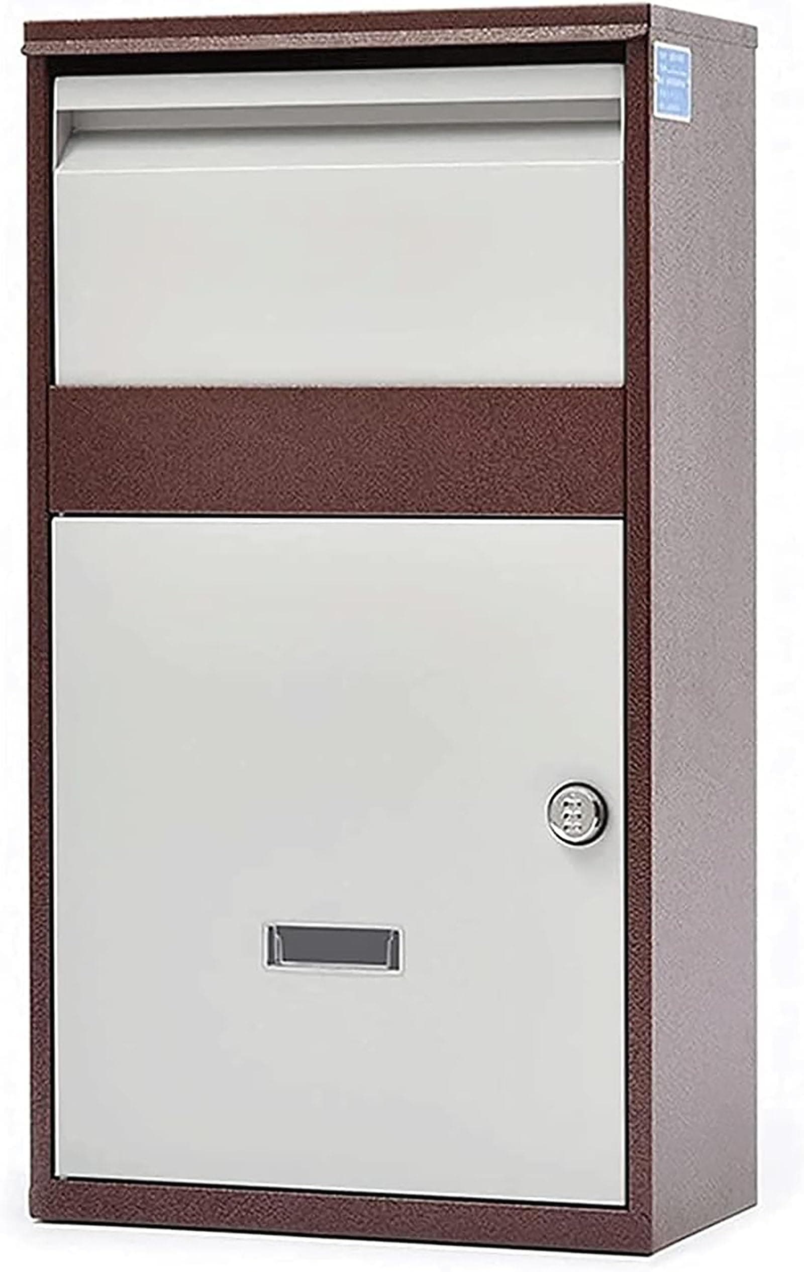 CHEKZ Secure Parcel Drop Box with Combination Lock Outside, Large Freestanding Postal Mail Package Delivery Box,Brown