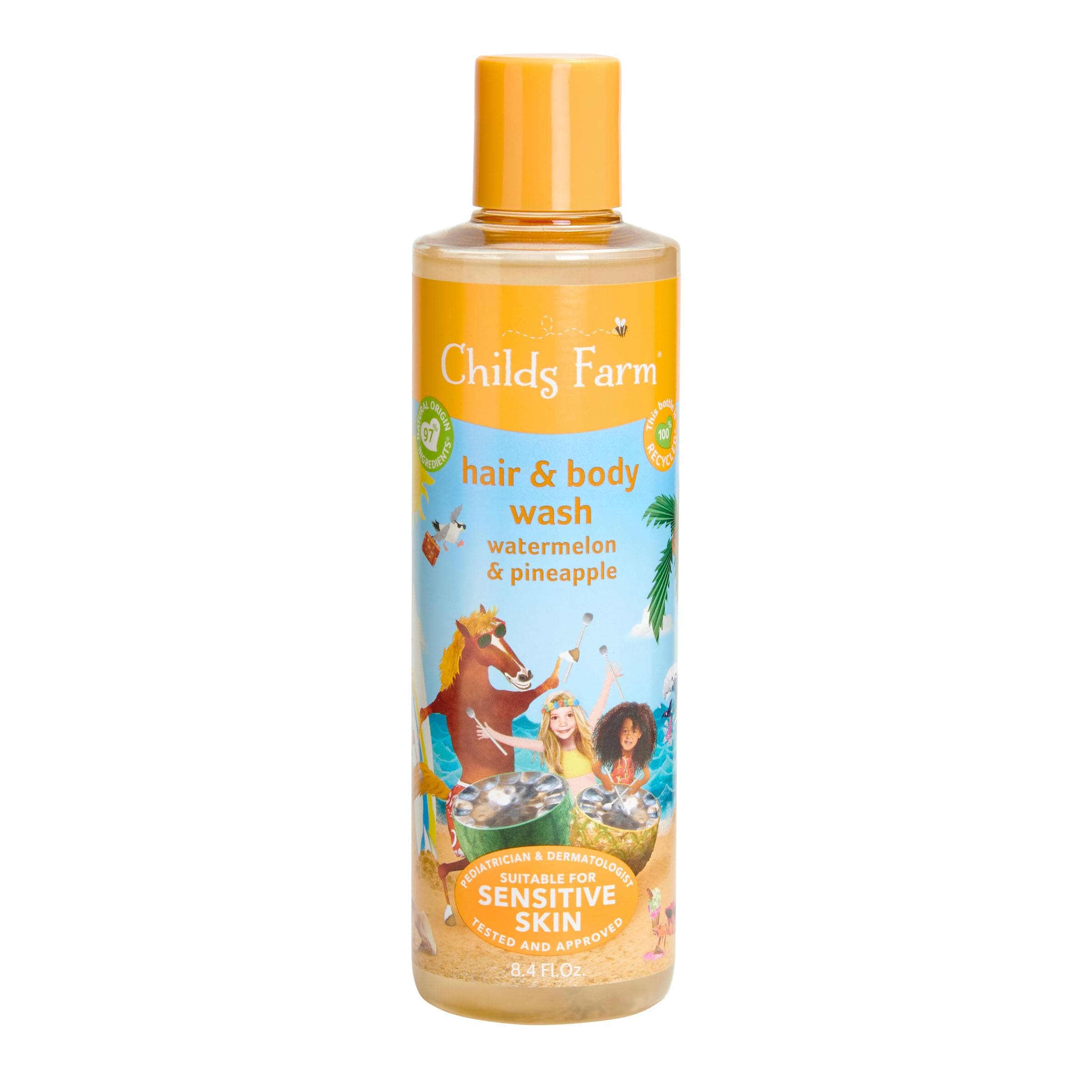 Kids Hair & Body Wash for Dry, Sensitive Skin, Watermelon & Organic Pineapple, Gently Cleanses, Vegan, Cruelty-Free, 8.4 Fl Oz