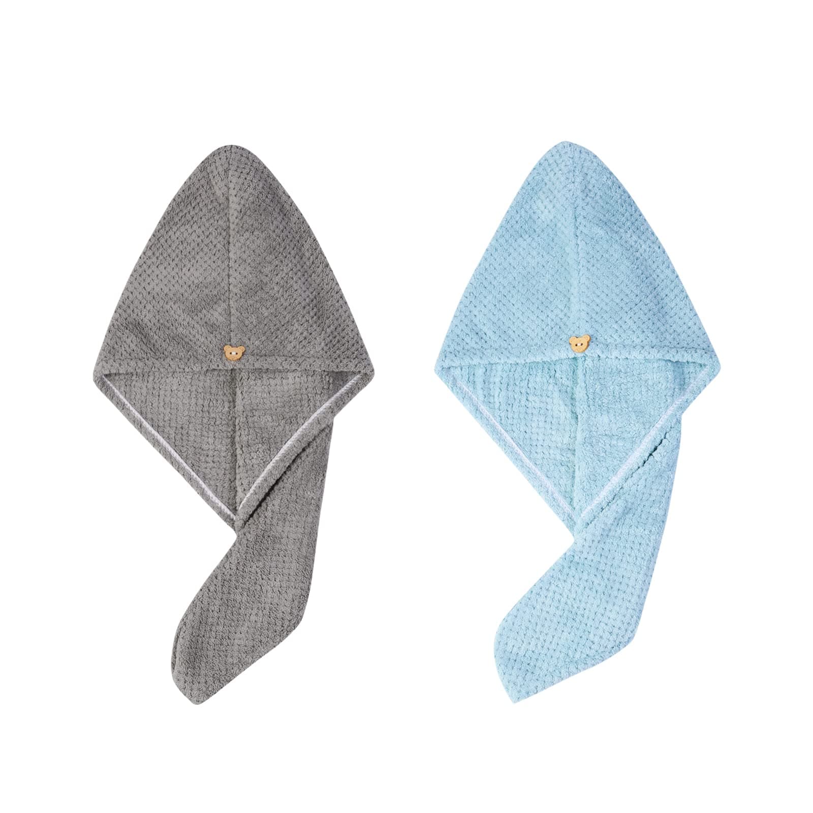 Domxies Microfiber Hair Towel Wrap, Hair Drying Towel, Ultra Absorbent Fast Drying Hair Towel Wraps for Wet Hair, Long, Curly, Thick, Frizzy Hair (Grey+Mint Green)