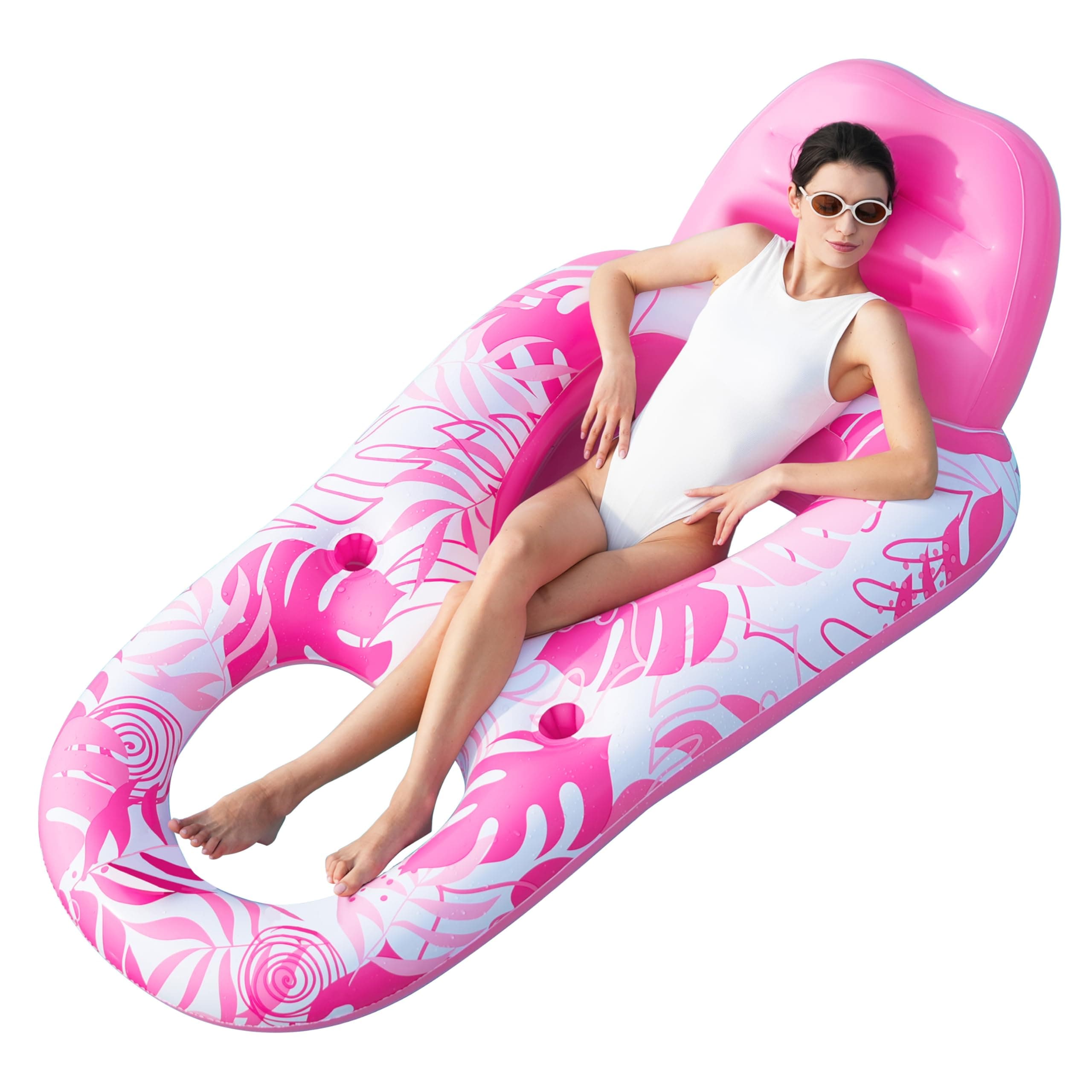 SLOOSH Inflatable Pool Floats Lounger Adult, Pool Float Lounge Raft Floaties Water Floating Recliner Chair with Cup Holders Foot Rest Swimming Pool Floaty