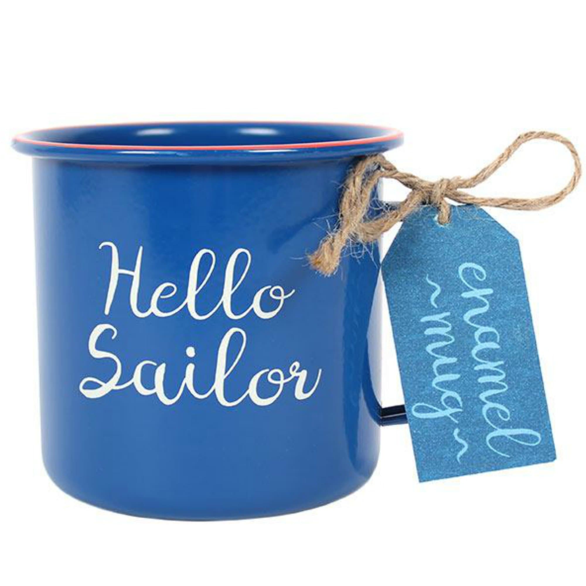 Mug 'Hello Sailor' Blue Nautical Enamel Mug