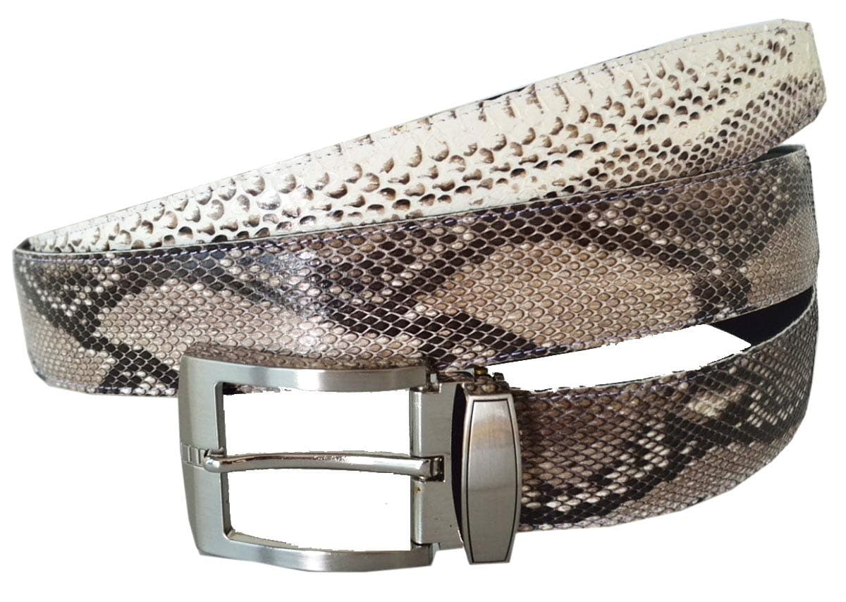 Men's Genuine Python Leather Pin Belt 32-34 Natural White