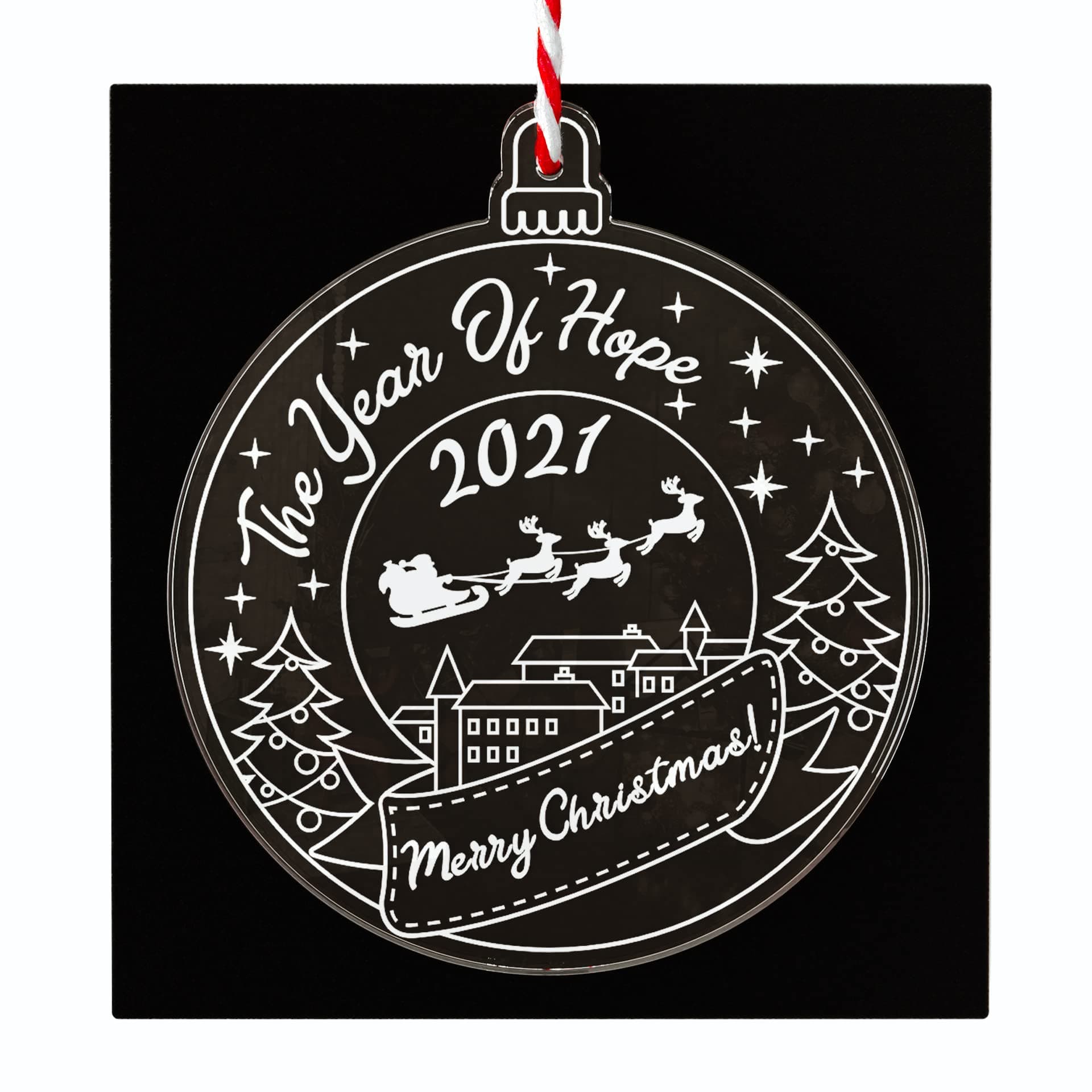 Clear The Year of Hope 2021 Christmas Tree Decoration Bauble – Traditional Xmas Tree Ornament for Family