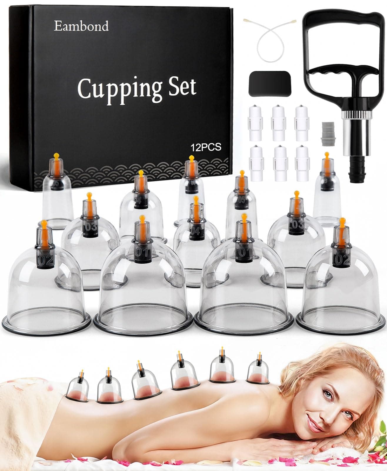 Cupping Kit for Massage Therapy, Silicone Physical Chinese Therapy Cupping Set at Home, Professional Muscle Cupping Tool with Pump & Vacuum Cups for Cellulite Reduction
