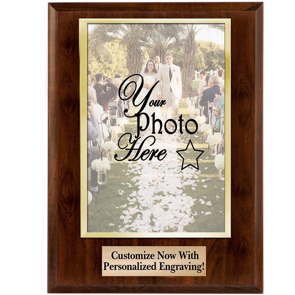 Crown Awards Personalized Photo Plaques - Vertical Slide-In Photo Frame Plaque Gift With Custom Engraving, Holds 5x7 Photo Prime