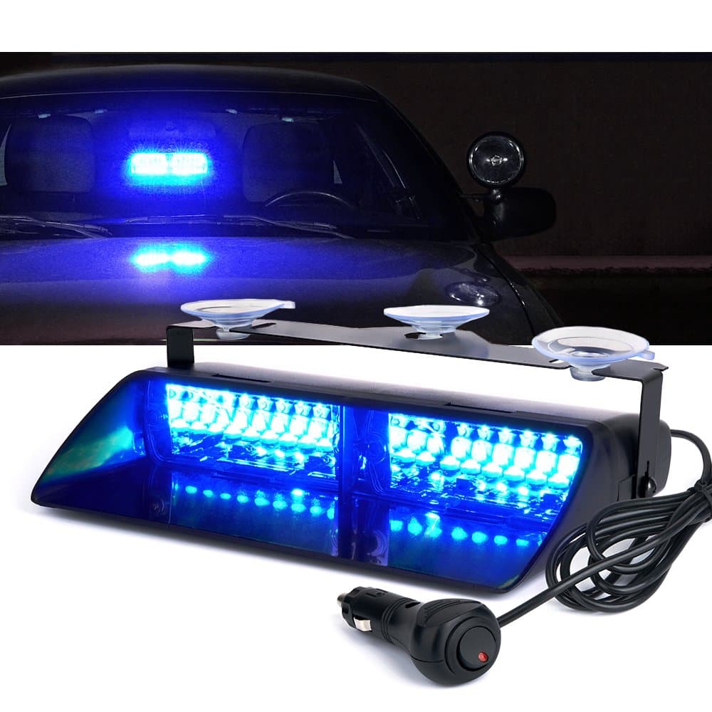 Xprite High Brightness 16 LED Windshield Emergency Hazard Warning Strobe (Blue)