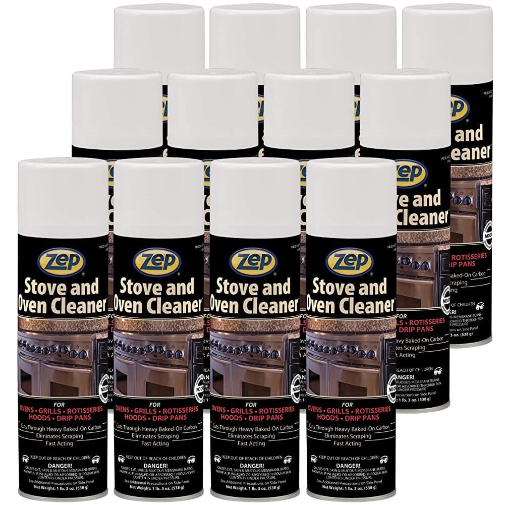 Zep Heavy-Duty Foaming Oven and Stove Cleaner - 19 oz (Case of 12) 27101 - Commercial Strength, Clings to sides, Hoods, and Racks