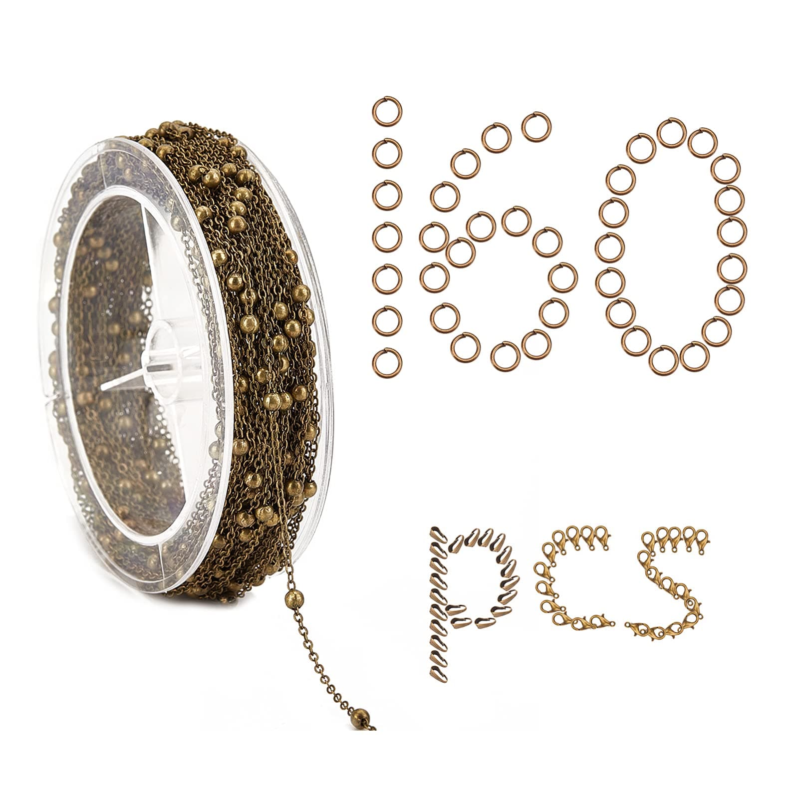 SUNNYCLUE 39 Feet Antique Bronze Satellite Chains Necklace Jewelry Making Chains with Brass Jump Rings Lobster Clasps Pinch Bails for Necklaces Bracelets Anklet Earring Jewelry Making