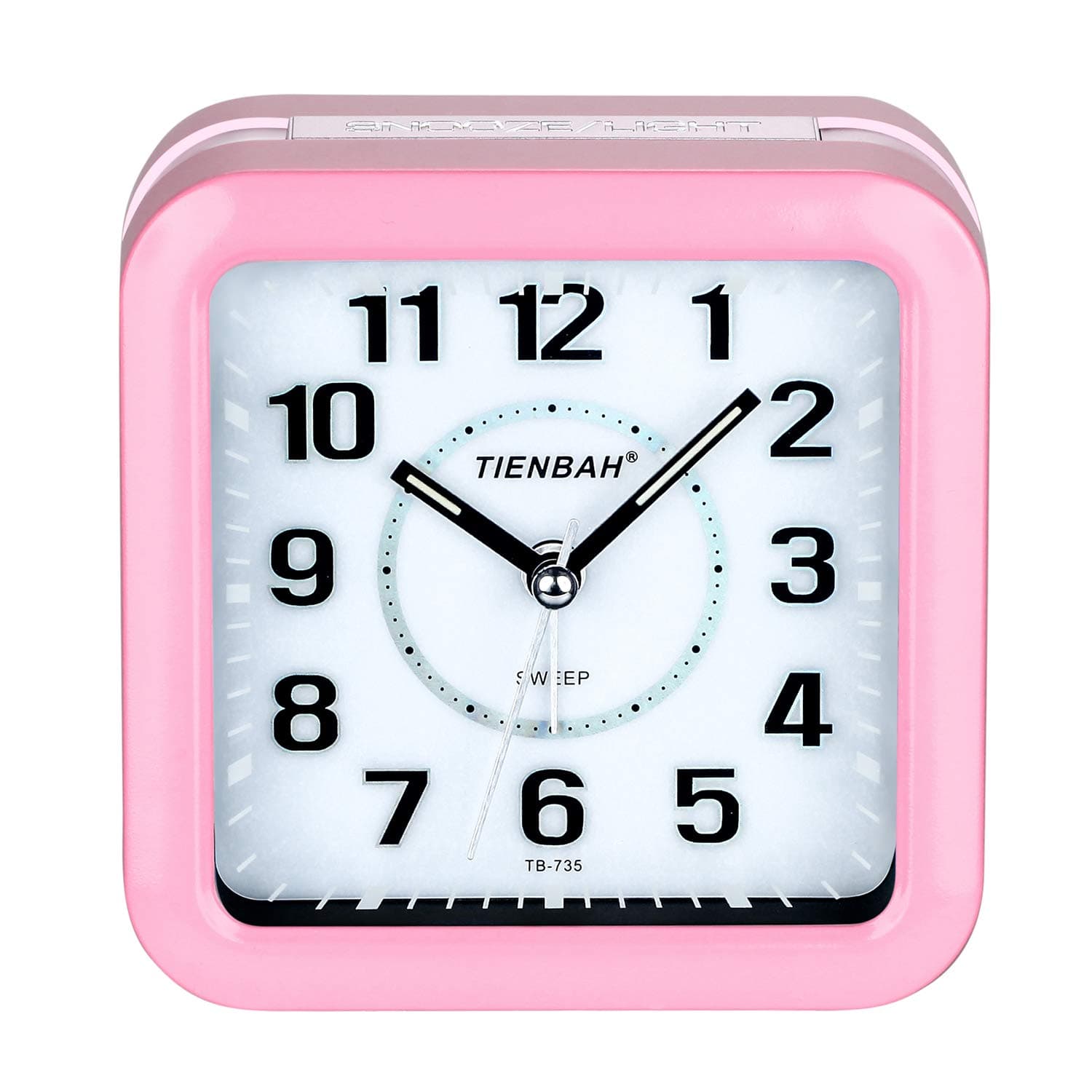 DTKID Analog Alarm Clock Compact Alarm Clock for Home Use Travel Equipment Silent Battery Operated Kids Alarm Clock (Pink)