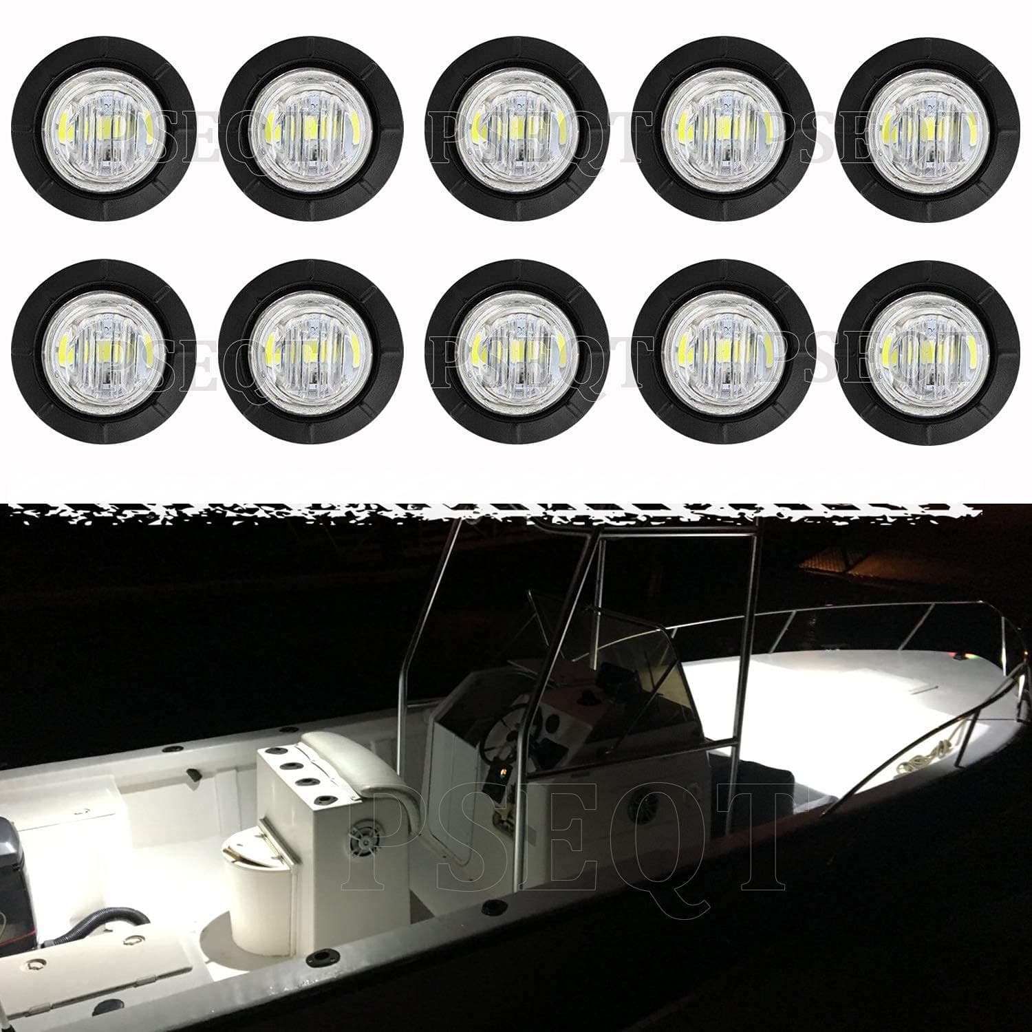 PSEQT 3 LED Round Boat Interior Deck Transom Courtesy Utility Light Marine Step Cockpit Lighting Waterproof for Fishing Pontoon Kayak Yacht Sailboat (White, 10Pcs)…