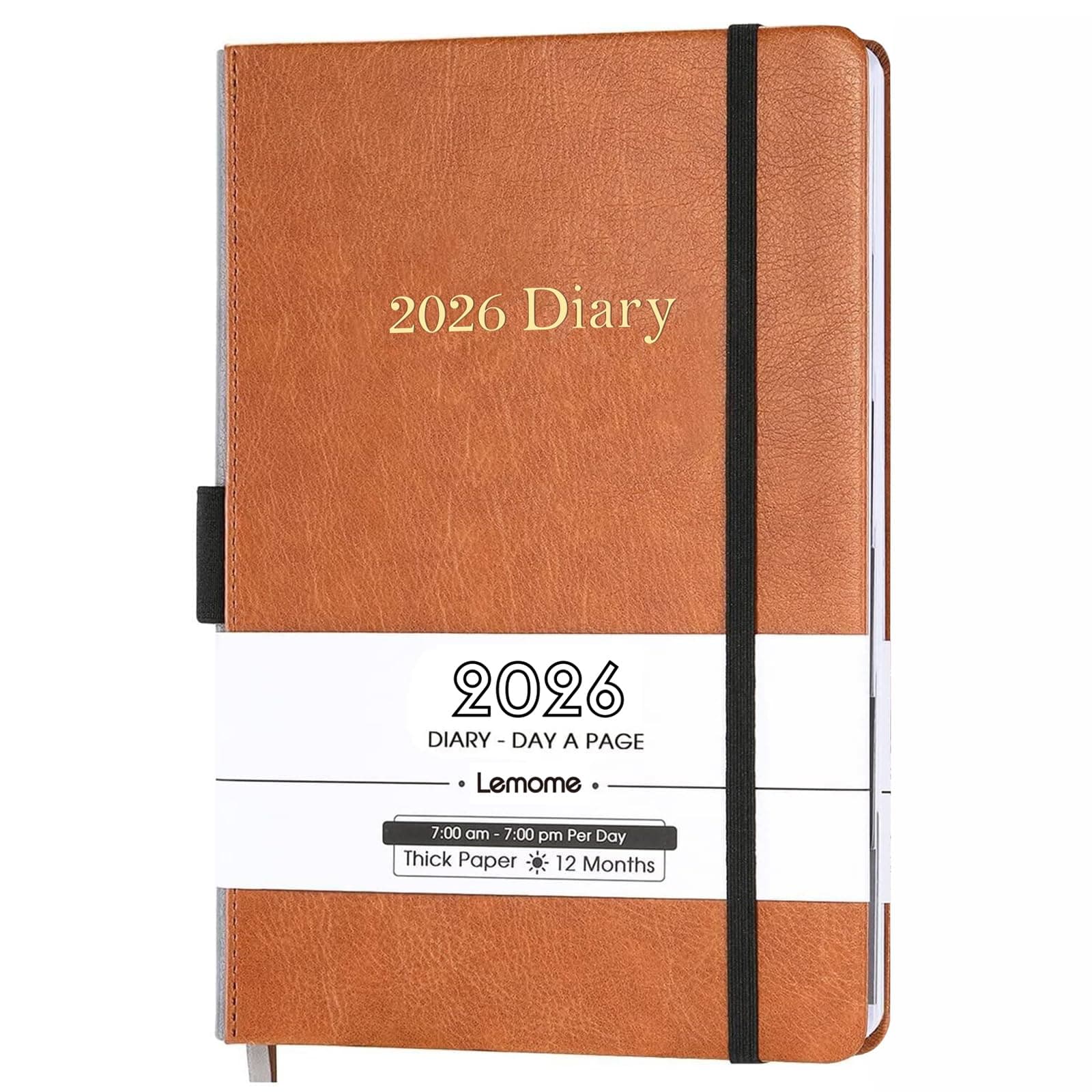 Lemome 2025 Diary - Daily Planner 2025, January 2025 - December 2025 Appointment Book, 5.75" x 8.5", Hourly Planner 2025 with Tabs/Pen Loop/Bookmarks