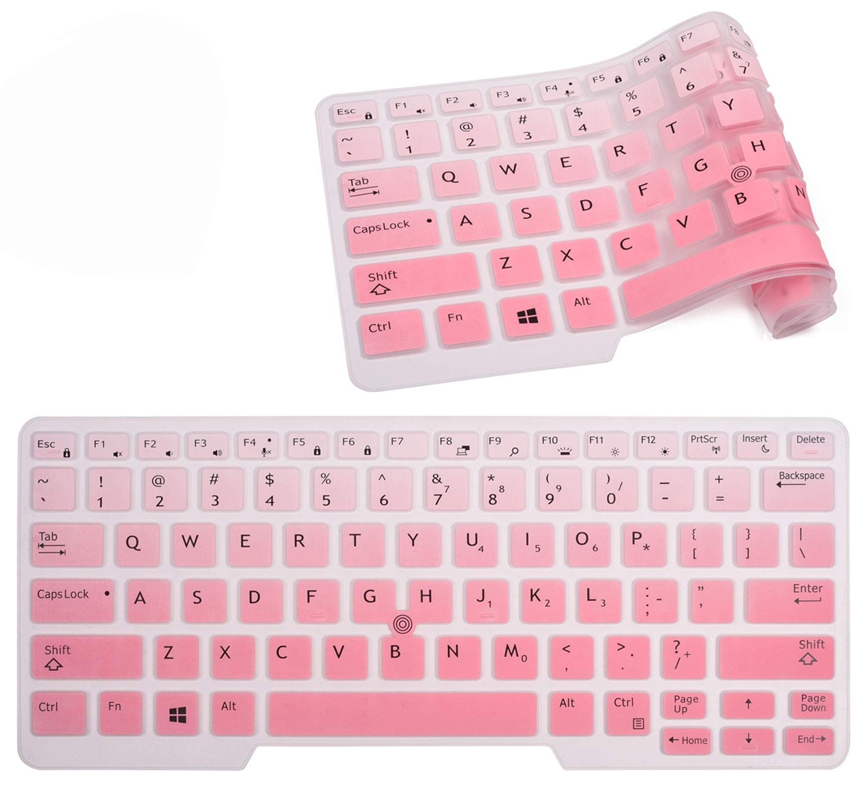 Keyboard Skin Compatible with 14" Dell Latitude E7450 E7470 E5470 E7480 5480 5490 7480 7490 with Pointing, Ultra Thin Soft Silicone Dell Latitude 5480 Keyboard Protector Skin(Gradual Pink)