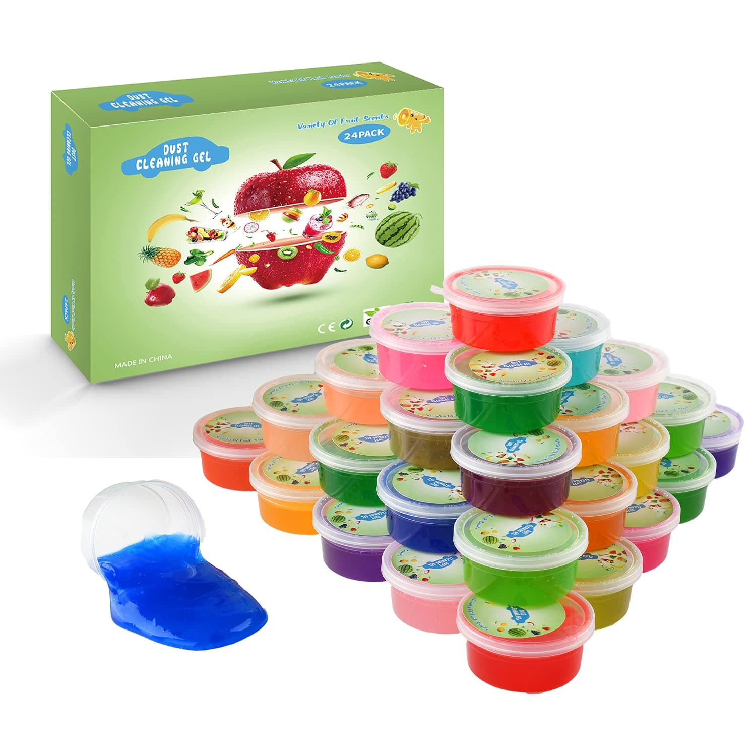 BVEHSR 24 Pack Slime Car Cleaning Gel for car,Used for car beauty cleaning,car cleaning kit,Essentials for car dust removal Removal Keyboard Cleaner, Cars and Air Vent Cleaner Gel Cleaning Slime