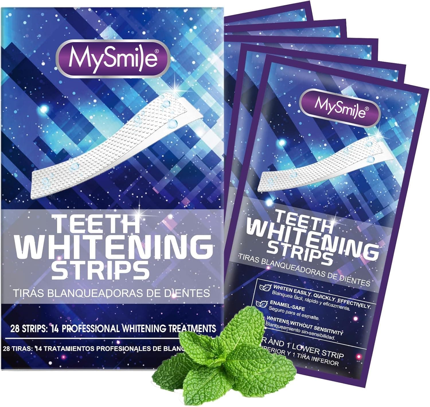Professional Teeth Whitening Strips 14 Treatments, Peroxide Free, Non-Sensitive Formula, Whitening for Sensitive Teeth, Enamel Safe Teeth Whitener for Smokers, Coffee Drinkers, Yellow Stains