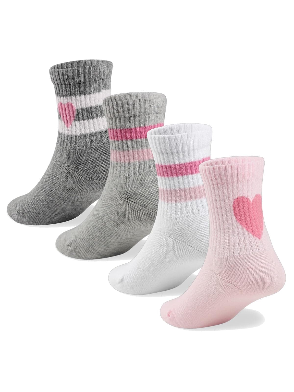 Kids Girls Valentine's Day Socks with Hearts Stripes Strawberry