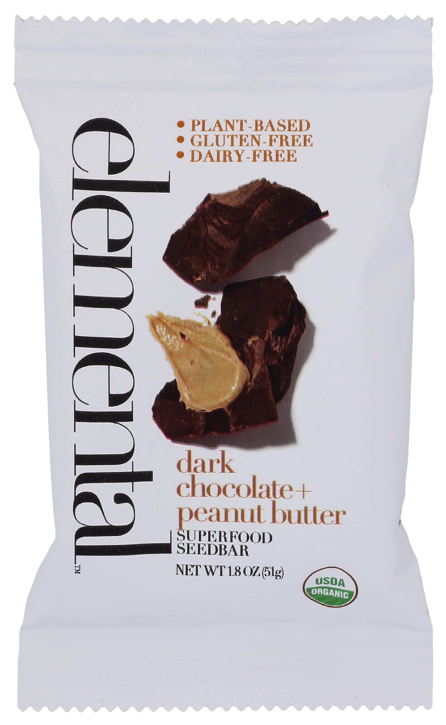 Elemental Superfood Seedbar, Dark Chocolate + Peanut Butter, 1.8 OZ EA (12 Bars Per Pack)