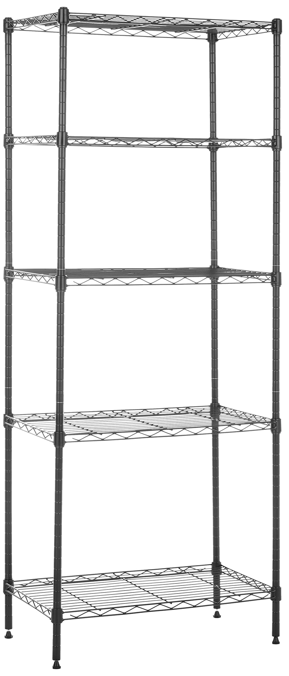 Amazon Basic Storage Shelf Unit with Adjuster, Steel, 5 Tiers, Black, 24.0 x 14.2 x 50.9 inches (61 x 36 x 152 cm)