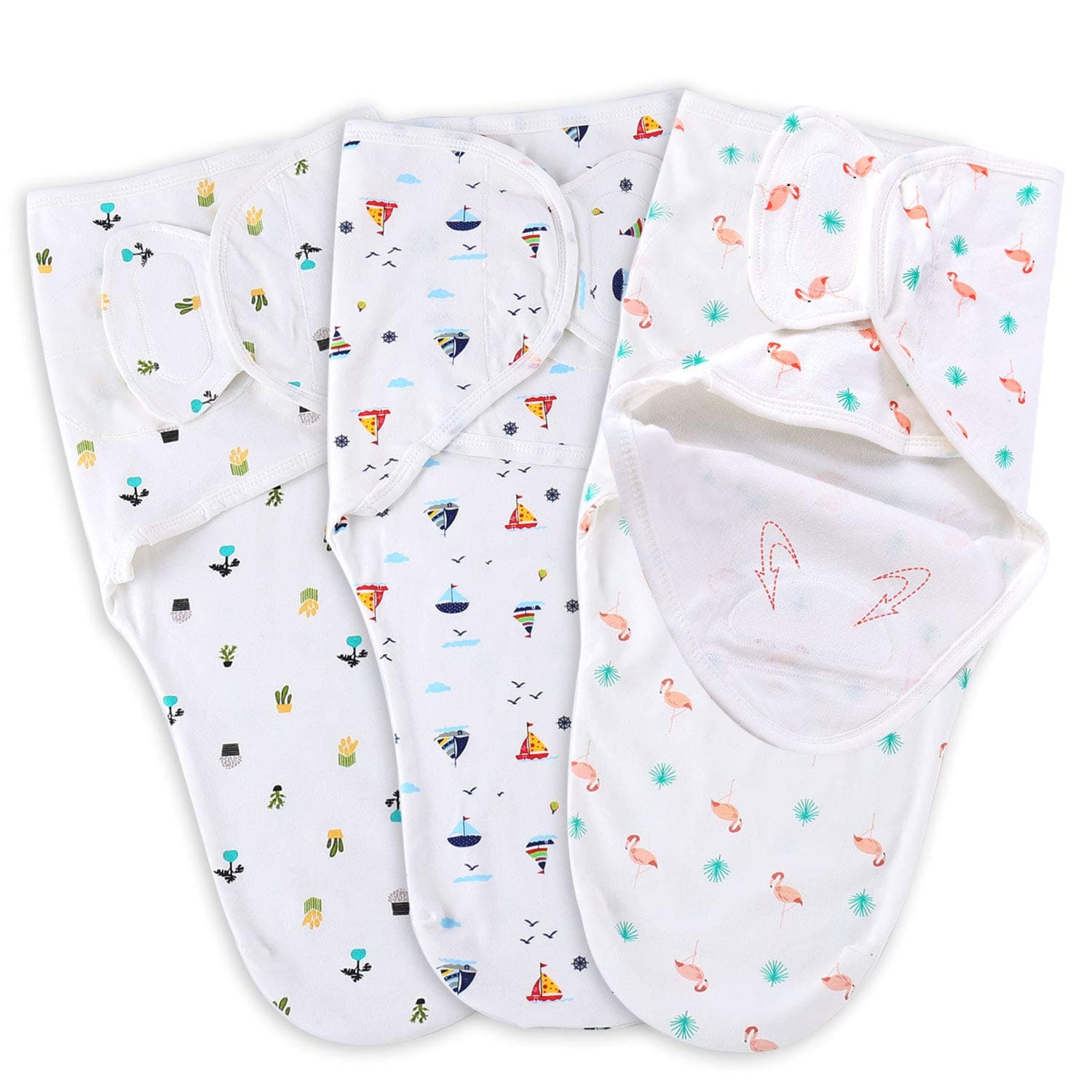 Baby Swaddle Wrap Blanket with Leg Pouch Open for Easy Diaper Change, 0-3Months, 3-Pack