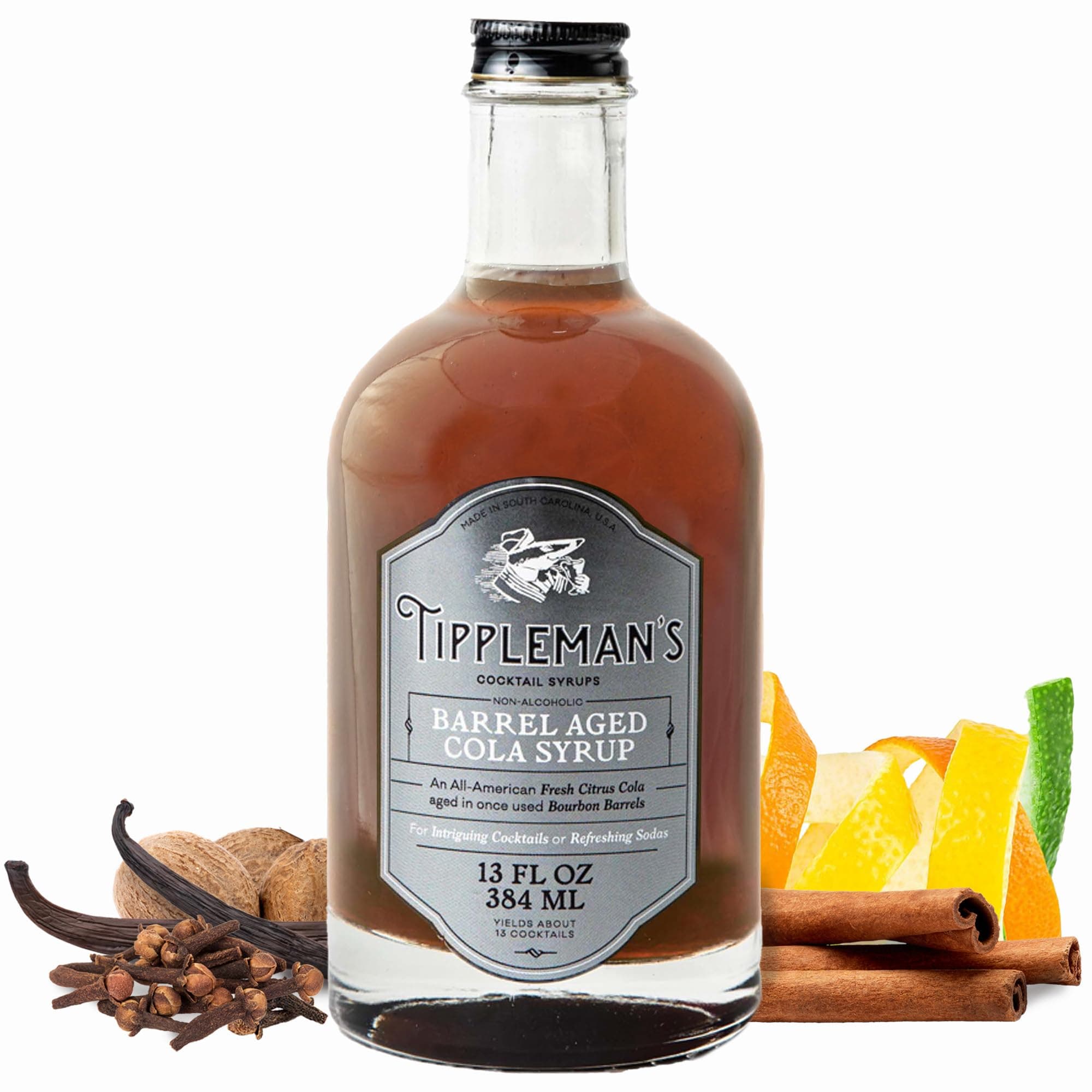 Tippleman's Barrel Aged Cola Syrup - All Natural Complex Cola Syrup for Cocktails, Classic Sodas, Ice Cream Floats, Old Fashioned Cocktail, Sweetener, Gin Fizz, Cola Cake