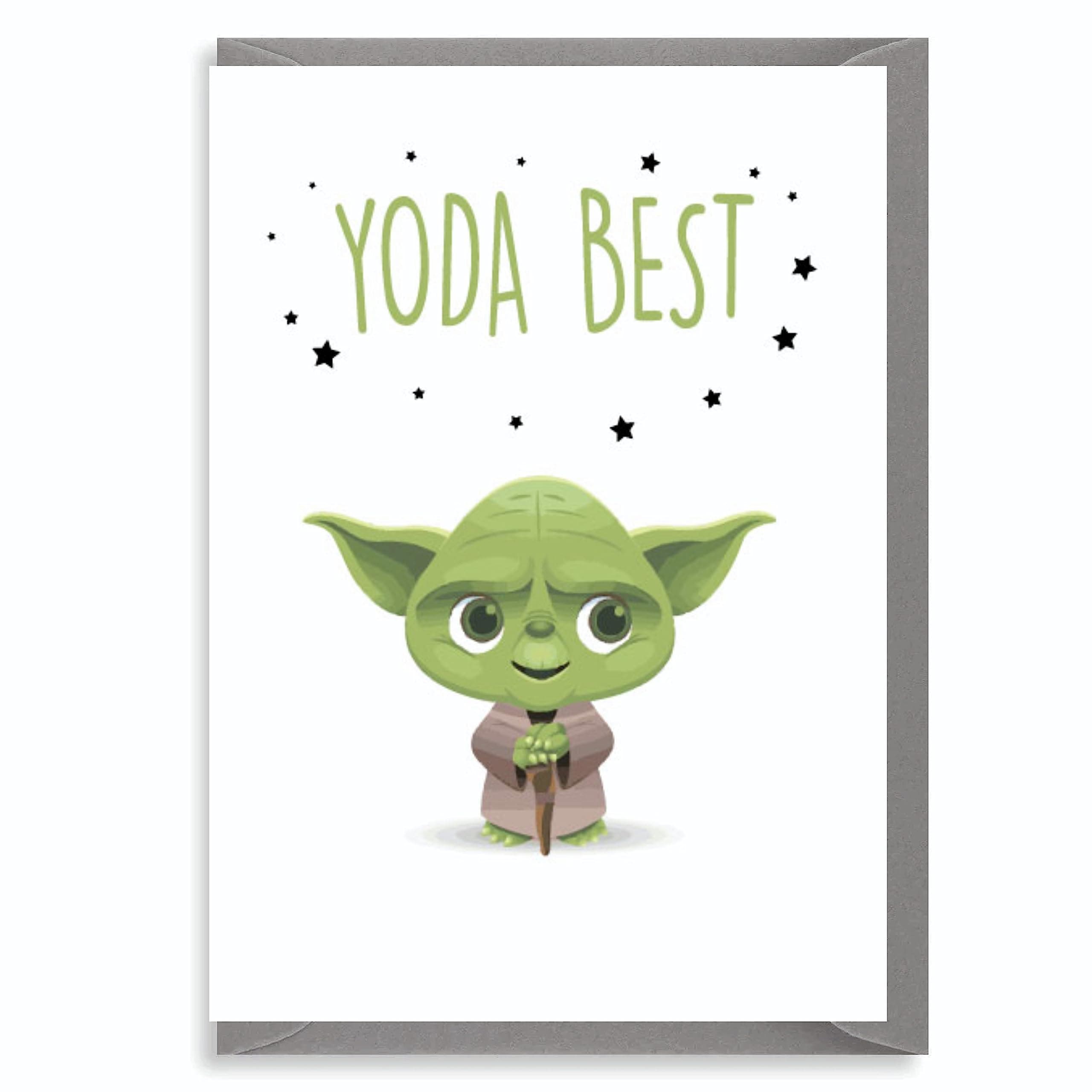 Funny Green Alien Pun Card Yoda Best Design - Cute Humour Blank Greeting For Him Her Friend Mum Dad C207