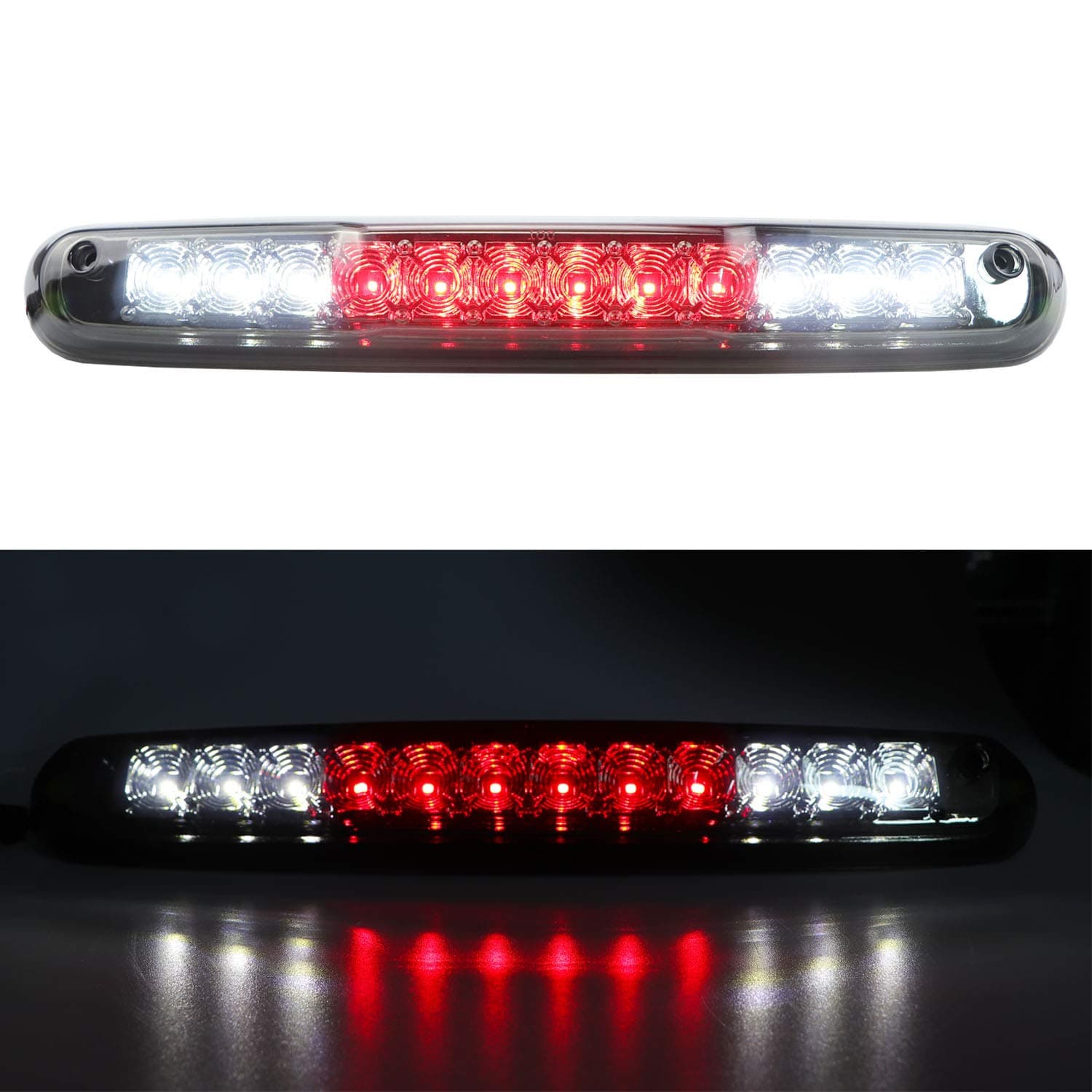 Youxmoto 3rd Brake Light Cargo Light High Mount Stop Light Fit for Chevrolet Silverado 2007-2013 / GMC Sierra 1500 2500 HD 3500 HD Replace 25890530 531066 (Chrome Housing/Smoke Lens)