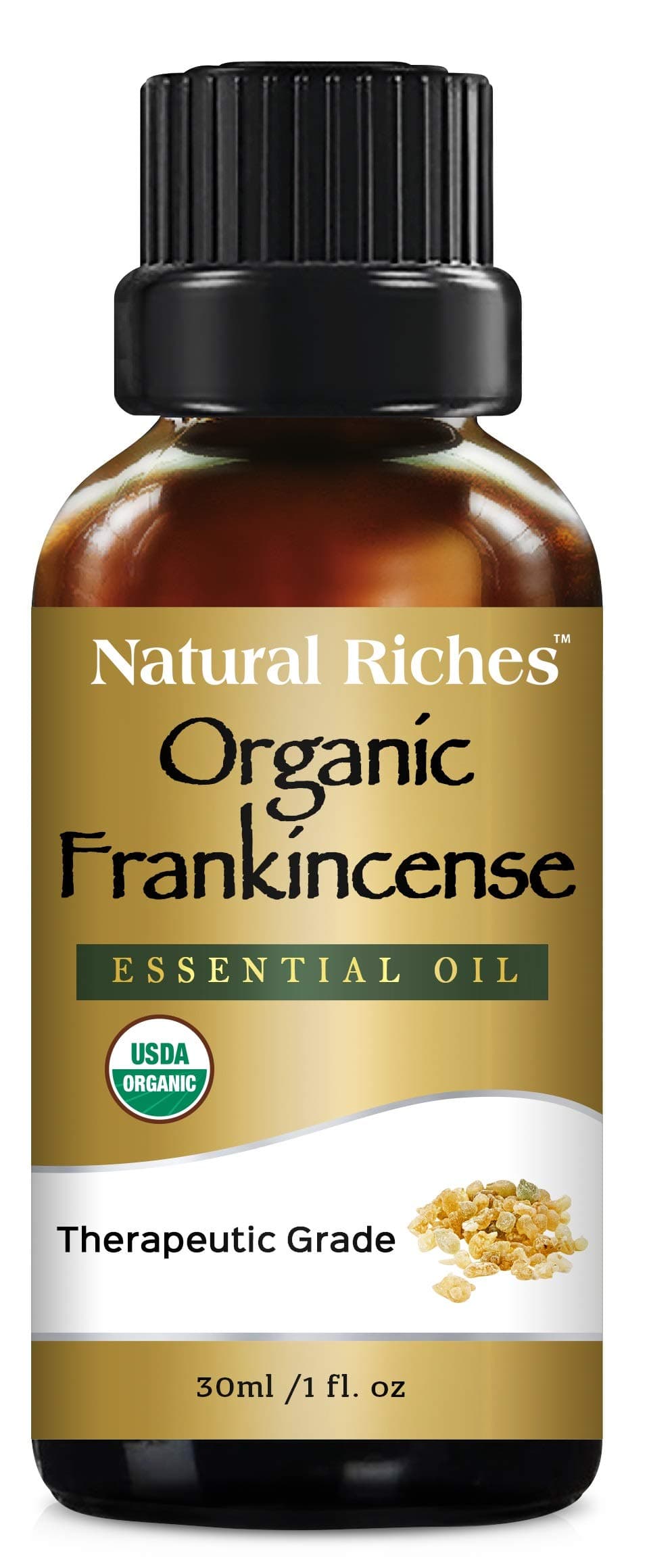 Natural Riches USDA Organic Frankincense Essential Oil 30 ml - Boswellia Serrata, 100% Pure Natural Undiluted, Therapeutic Grade for Diffuser Aromatherapy Premium Certified Organic Non-GMO