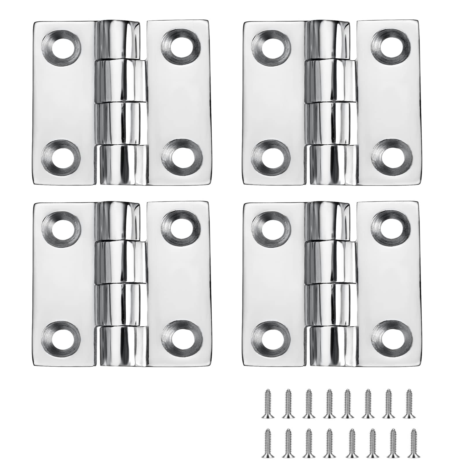 Stainless Steel Boat Hinges Marine Grade Hinges, 1.5 inch x 1.5 inches (38mm X 38 mm), No Noise, Heavy Duty 316 Stainless Steel with Screws (4 PCS)