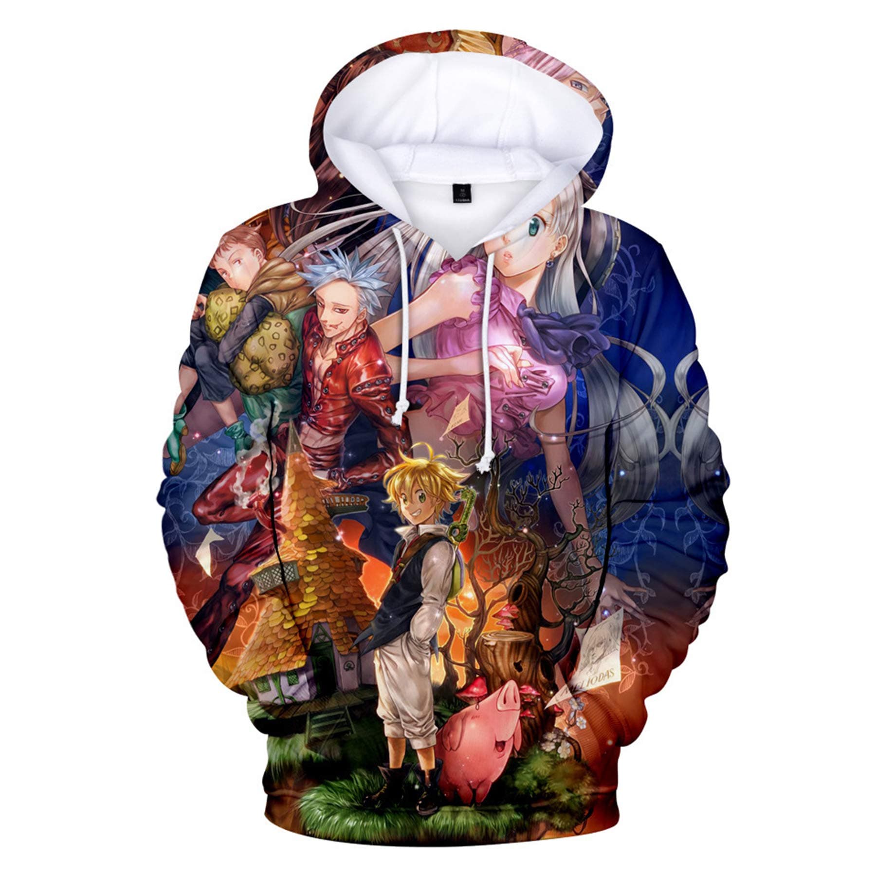 Lucky Park Nanatsu No Taizai The Seven Deadly Sins Unisex Hoodie 3D Printed Hooded Pullover Sweatshirt for Men Women M