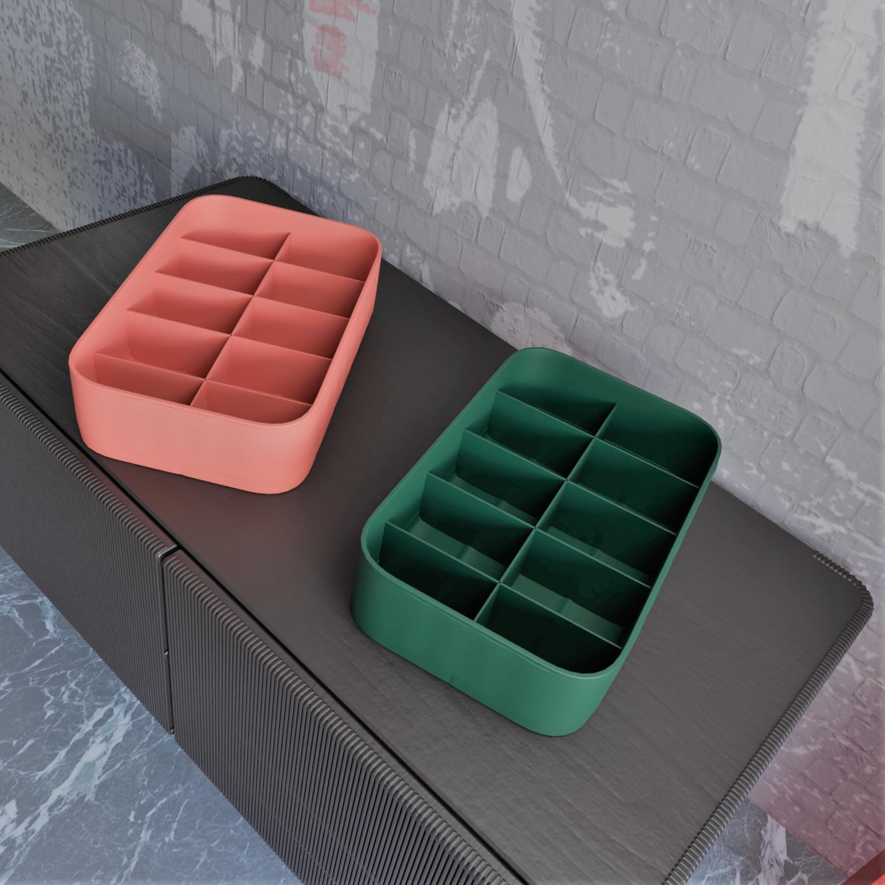 Xmart India 10-Grid Rectangular Plastic Storage Box | Drawer Organizer for Underwear, Socks, Ties, Jewelry & Cosmetics |Storage Box and organiserwardrobe Organizer for Storage(2 Pcs,Multicolor)