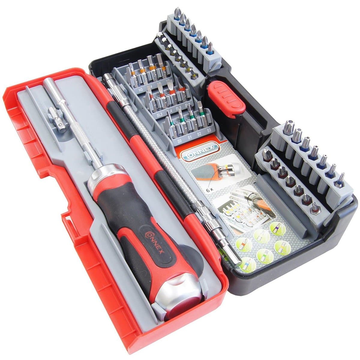 Connex COXB973943 Bit/Ratchet Screwdriver, Multi-Colour, Set of 43 Piece