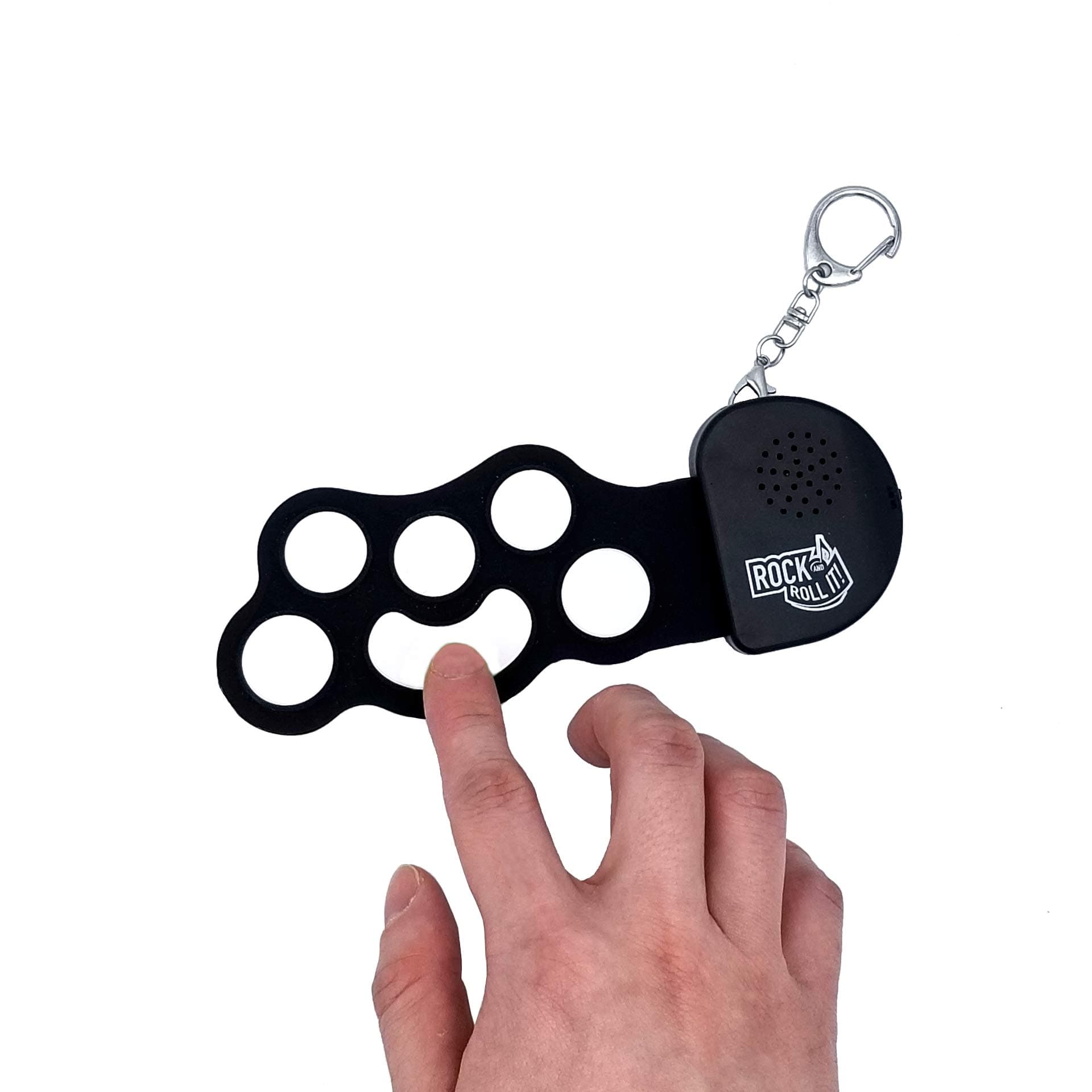 Rock And Roll It - Micro Drum. Real Working & Playable Drum Keychain. Hang on a Backpack & Play Anywhere! Mini Size Black & White Finger Drum Pad. Tiny Silicone Electronic Percussion. Battery Included