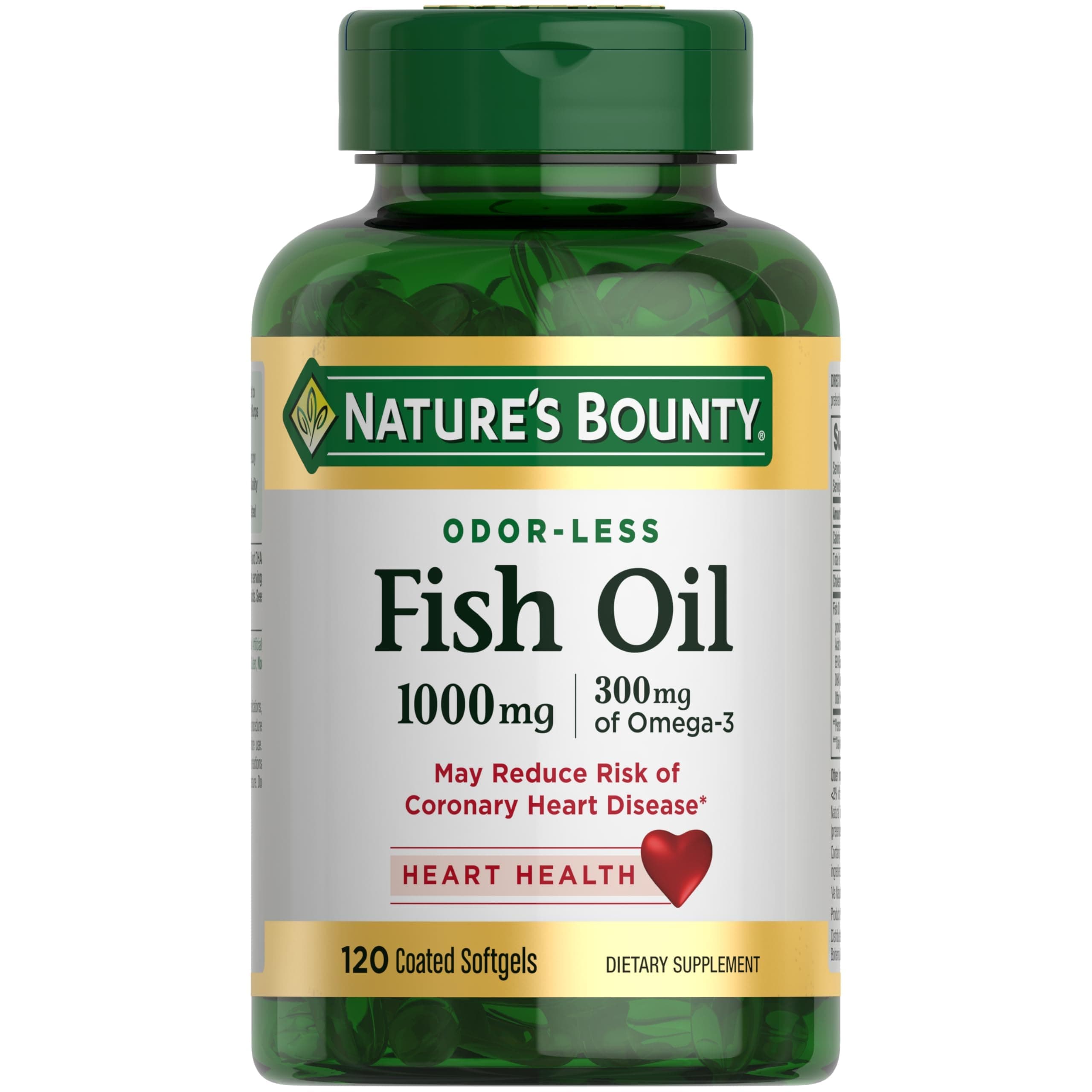 Fish Oil, Supports Heart Health, Dietary Supplement, 300mg Omega-3, 120 Coated Softgels
