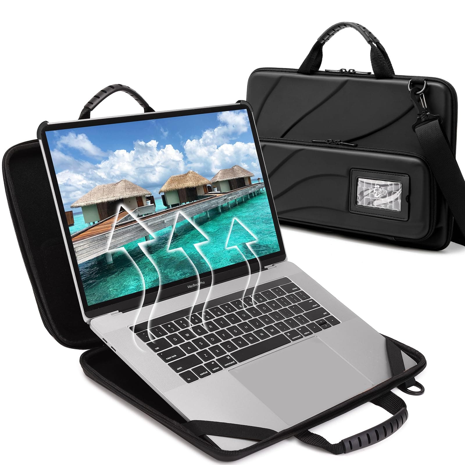 - 14.2-15.6 Inch Laptop Case Hard Shell, Protective Laptop Carrying Case with Stand for Heat Dissipation