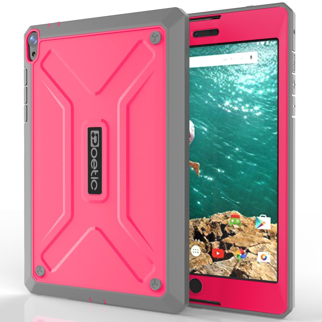 Google Nexus 9 Case - Poetic Google Nexus 9 Case [Revolution Series] - [Heavy Duty] [Dual Layer] [Screen Shield] Protective Hybrid Case with Built-In Screen Protector for Google Nexus 9 Pink/Gray (3 Year Manufacturer Warranty From Poetic)