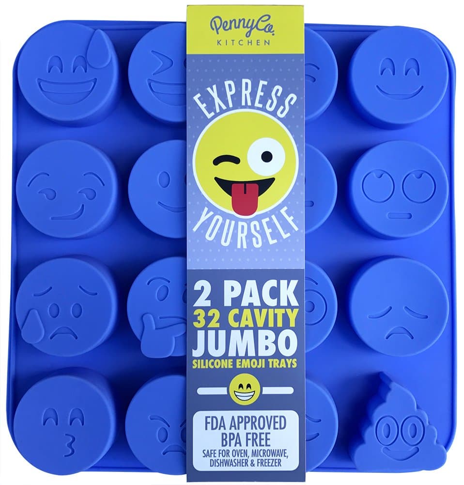Jumbo Sized Silicone Emoji Molds - 32 Cavity 2 Pack