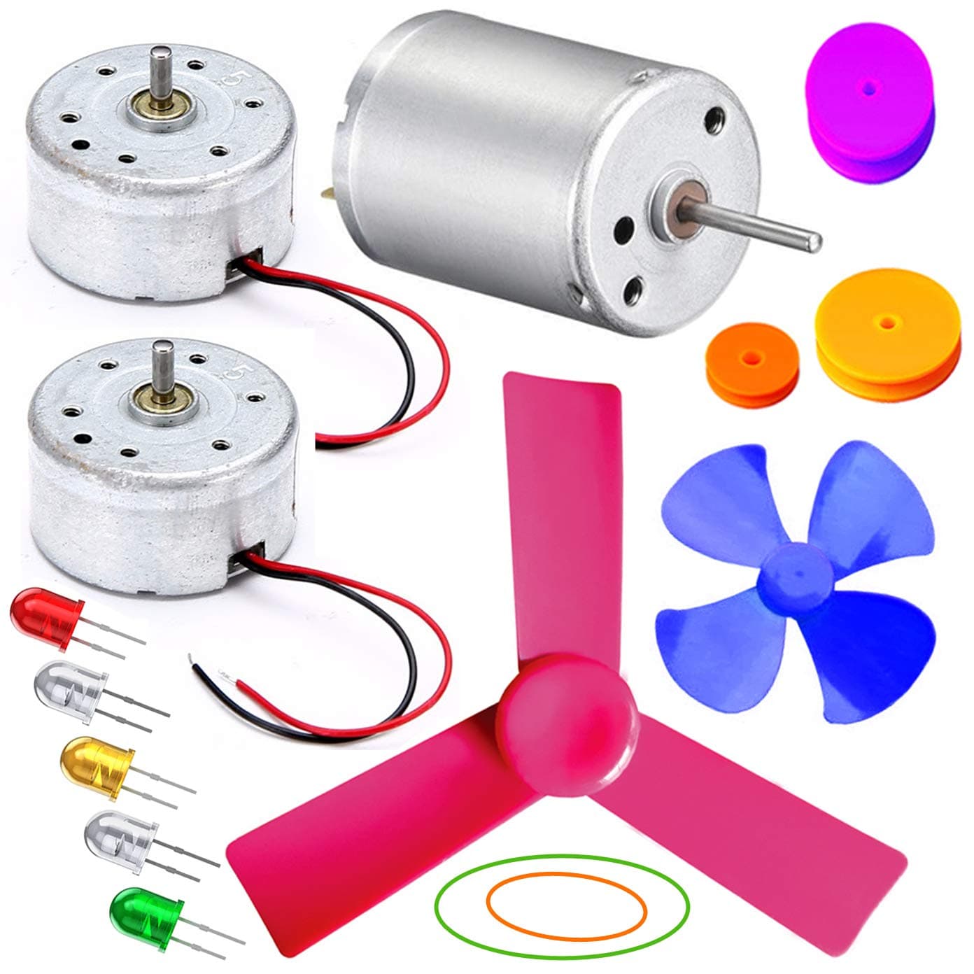 Kit4Curious® Solar/Dynamo/Wind Mill Motor/Low Current High Torque Motor with Fan Pulley Set