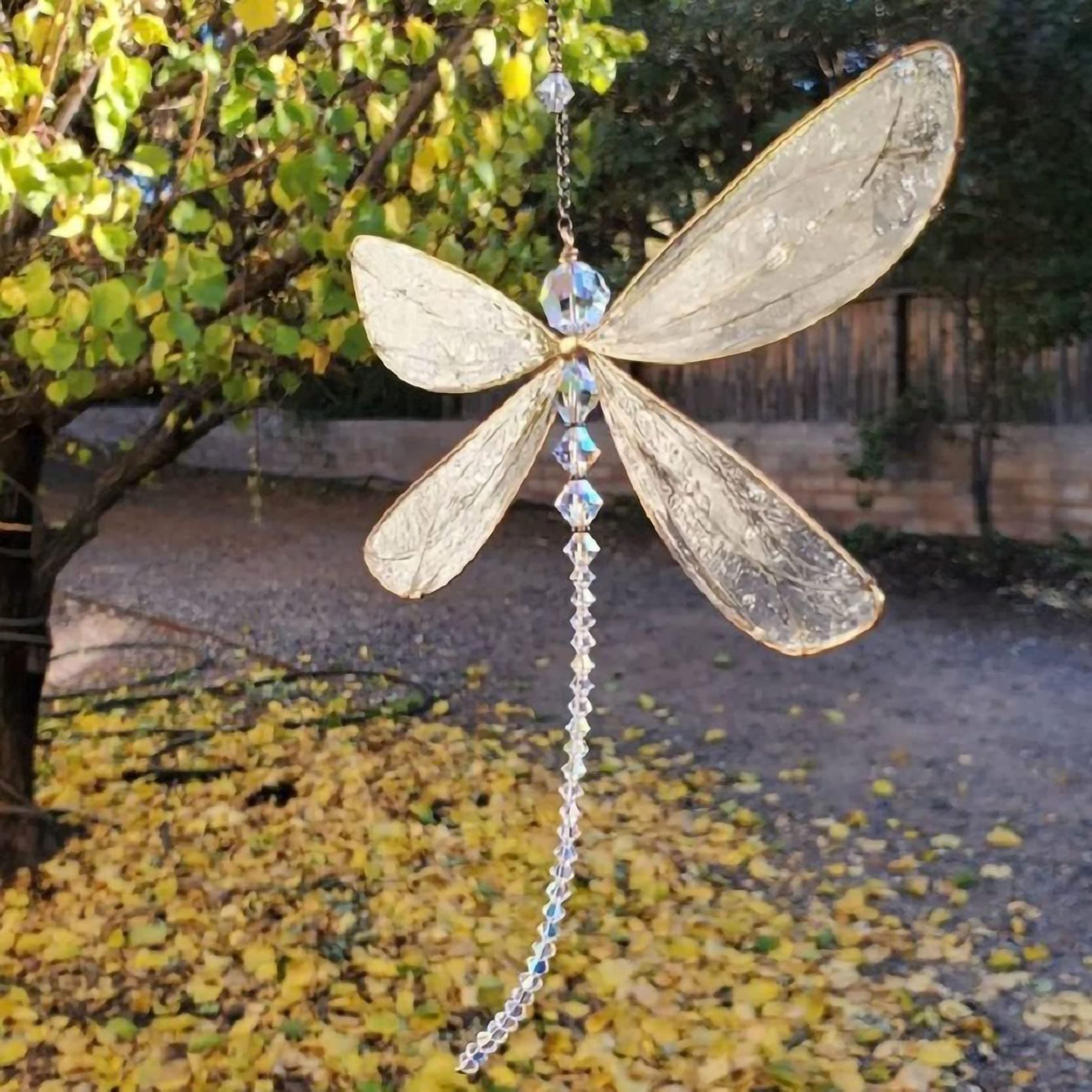 IcyAits Suncatcher Dragonfly, Small Dazzlefly Dragonfly Sun Catcher with Crystals,Rainbow Maker Pendant Window Hanging Ornamen